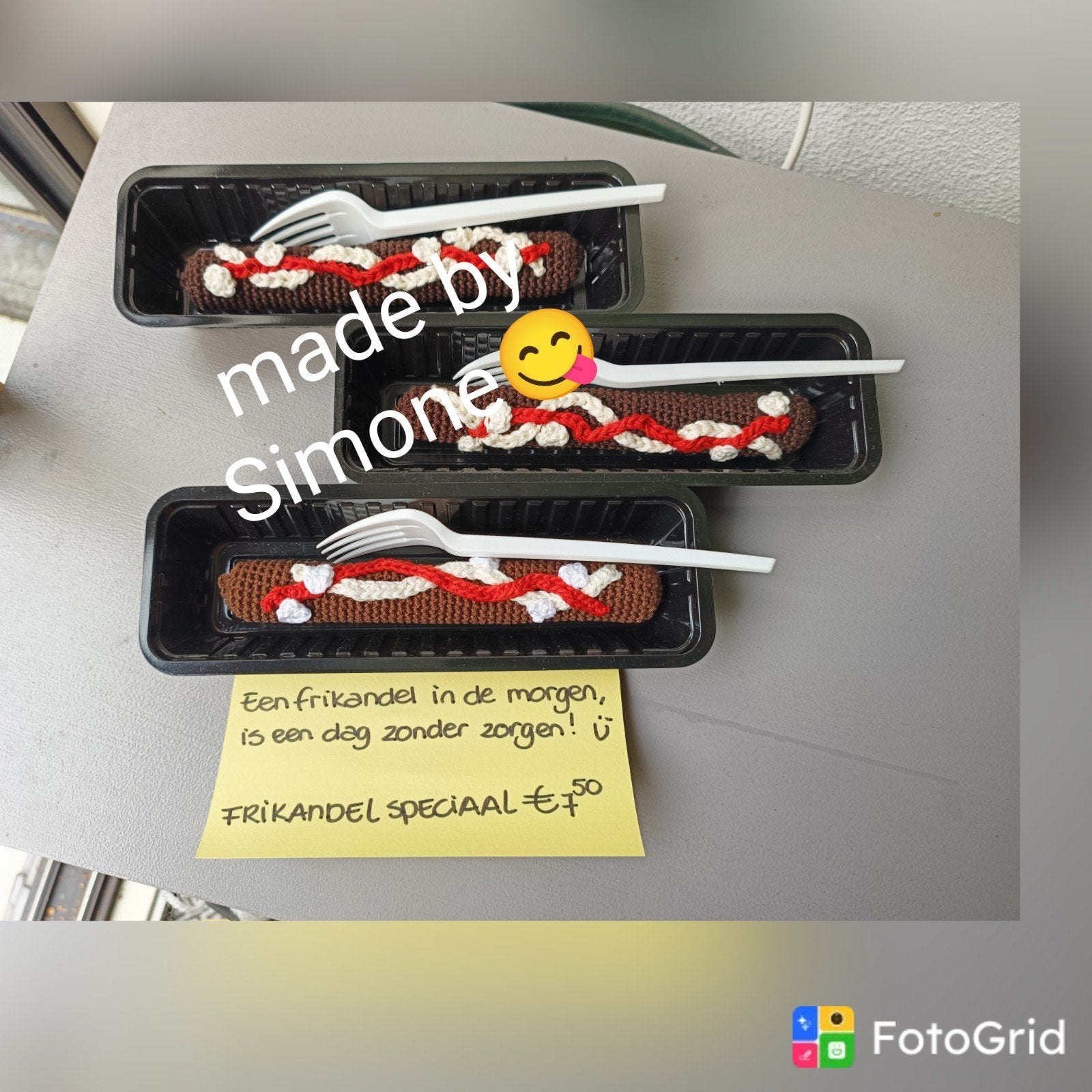 frikandel speciaal GEHAAKT in bakje en met vorkje, Ophalen of Verzenden, Nieuw, Fopartikel