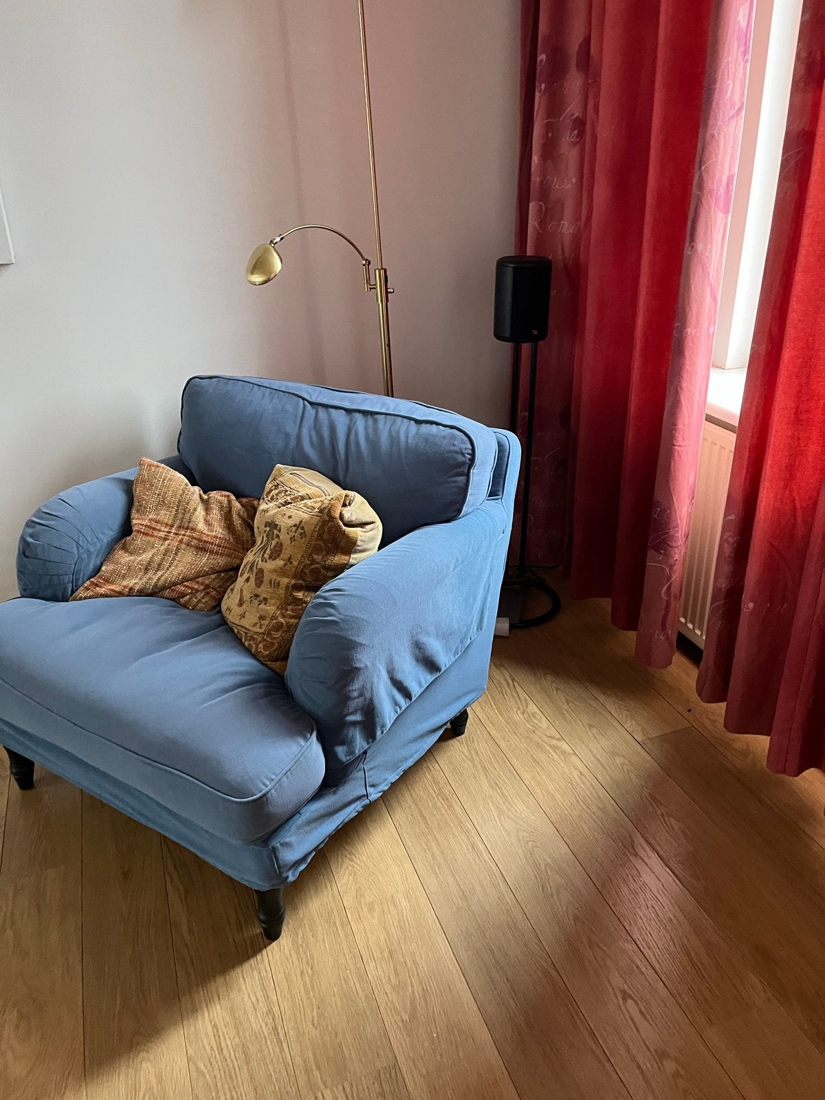 Comfortabele blauwe fauteuil - Zo goed als nieuw, Huis en Inrichting, Ophalen, Zo goed als nieuw, Stof, 75 tot 100 cm