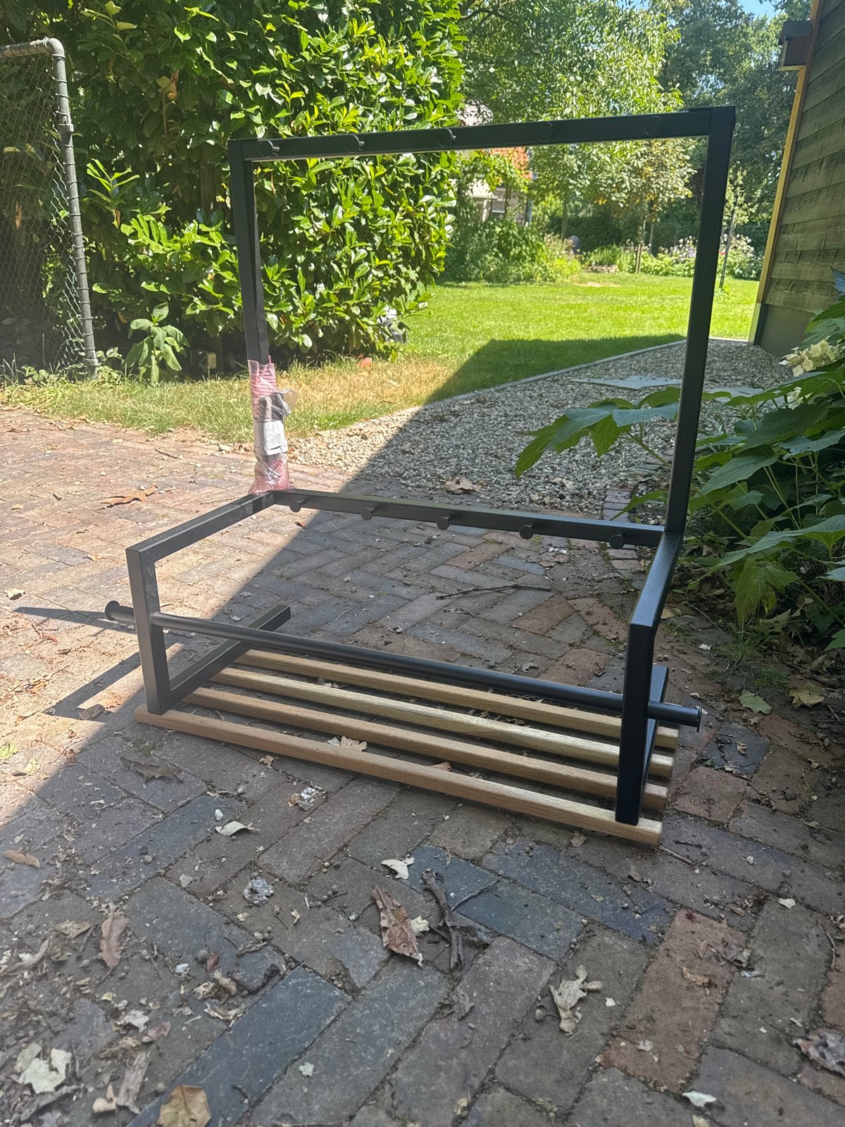 Kapstok van staal en hout voor jassen, sjaals, mutsen, Gebruikt, Minder dan 100 cm, Hout, Ophalen