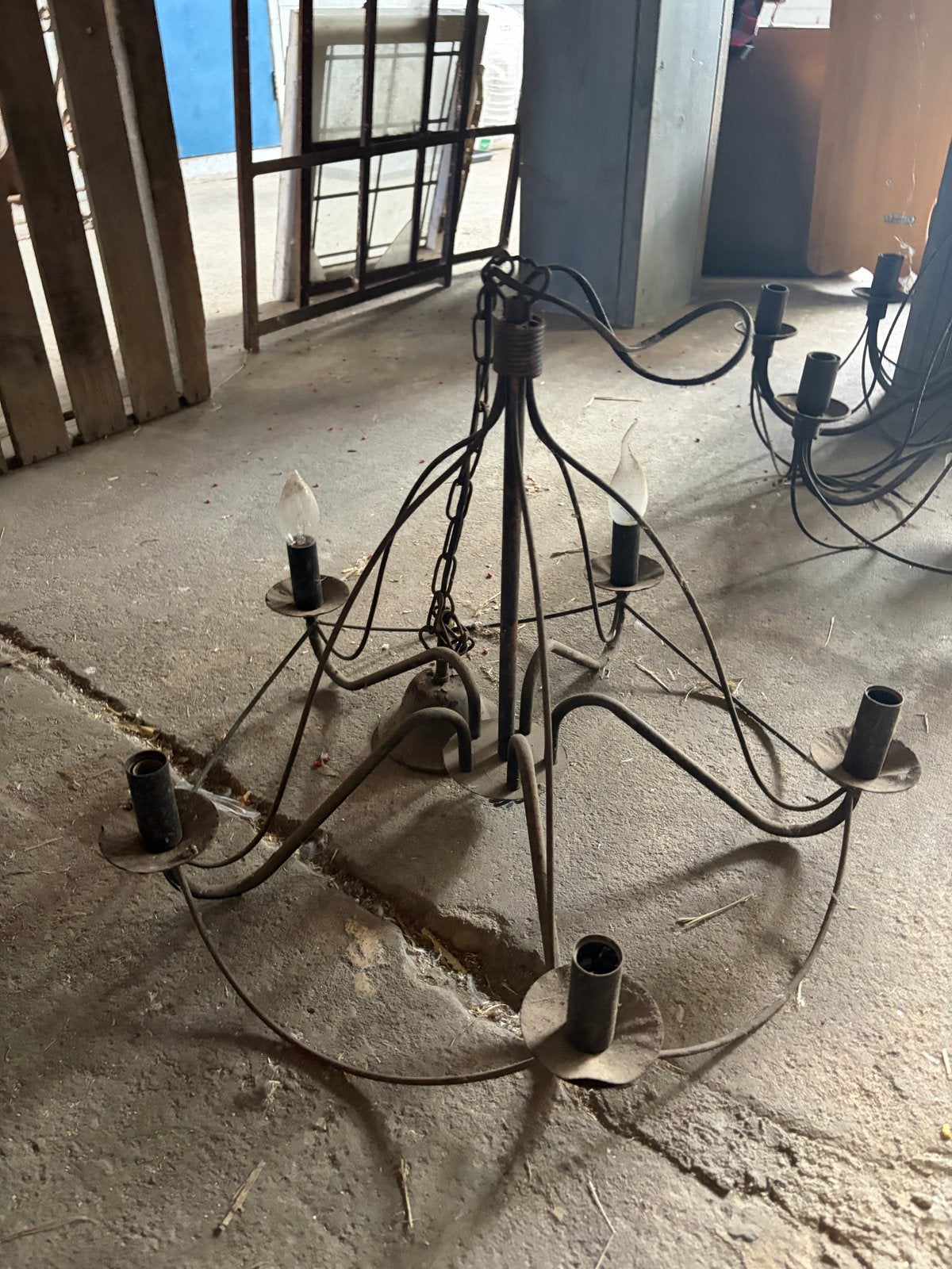 Vintage Smeedijzeren Kroonluchters, Huis en Inrichting, Ophalen, Gebruikt, Metaal, E14 (klein)