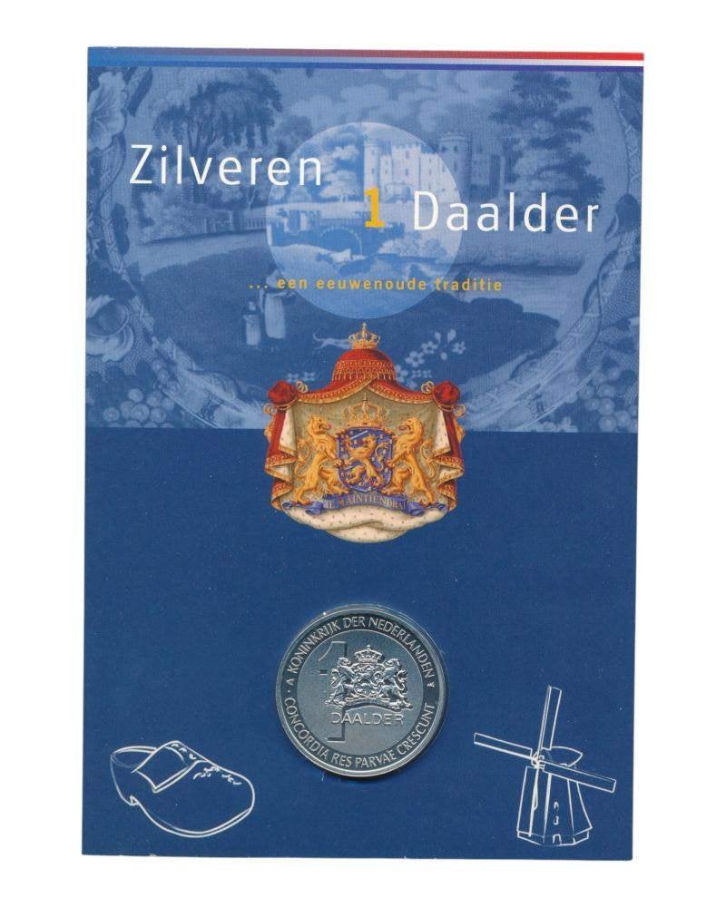 Nederland 1 Daalder 2005 Delfts Blauw Zilver in blister, Postzegels en Munten, Munten | Nederland, Koningin Beatrix, Zilver, Losse munt