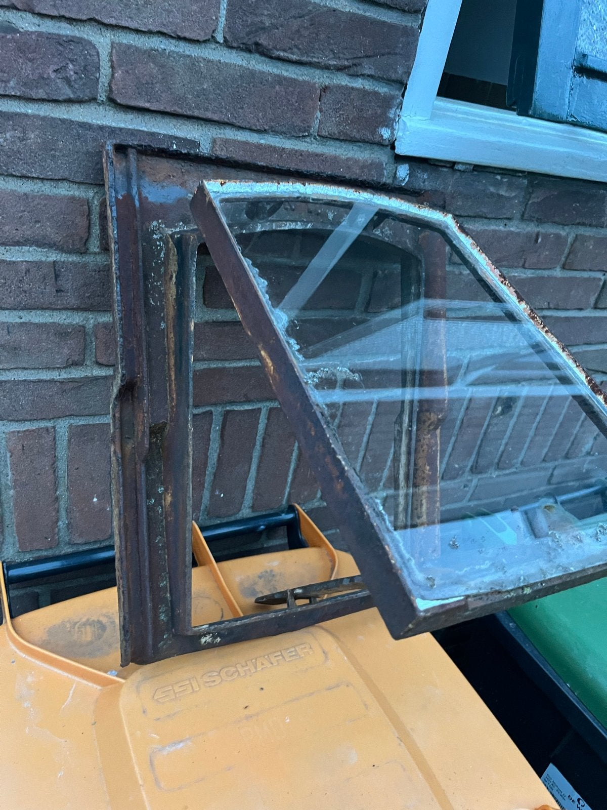 Oud gietijzeren raamkozijn met glas, Ophalen, Gebruikt, Minder dan 80 cm, Dakraam