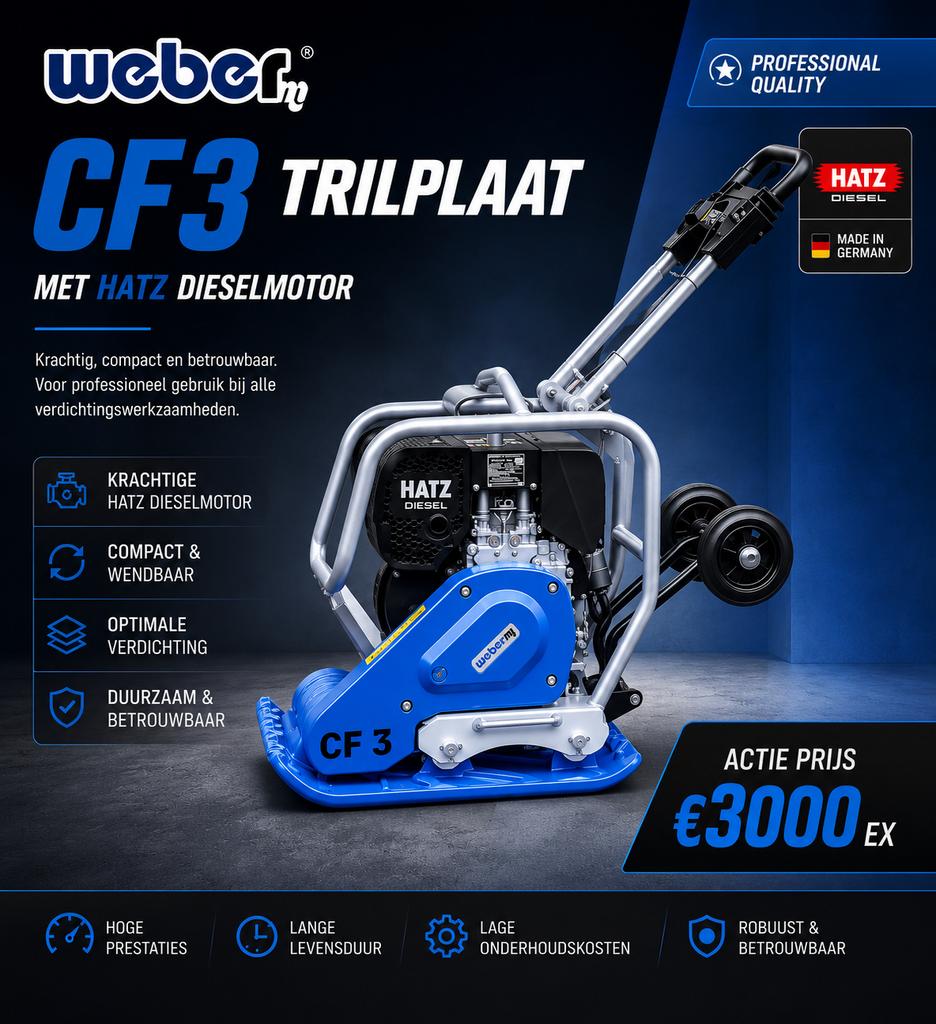 Weber CF3 Trilplaat met Hatz Dieselmotor, Doe-het-zelf en Verbouw, Ophalen, Zo goed als nieuw