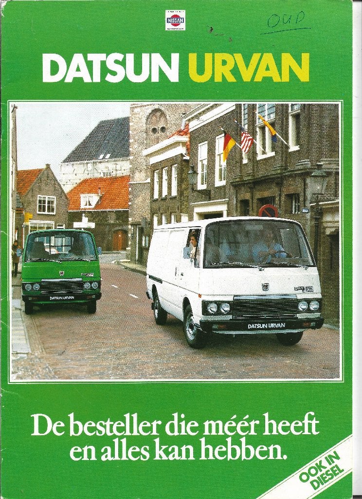 Brochure Datsun URVAN, ca. 1985 (NL)., Zo goed als nieuw, Overige merken, Datsun, Ophalen of Verzenden