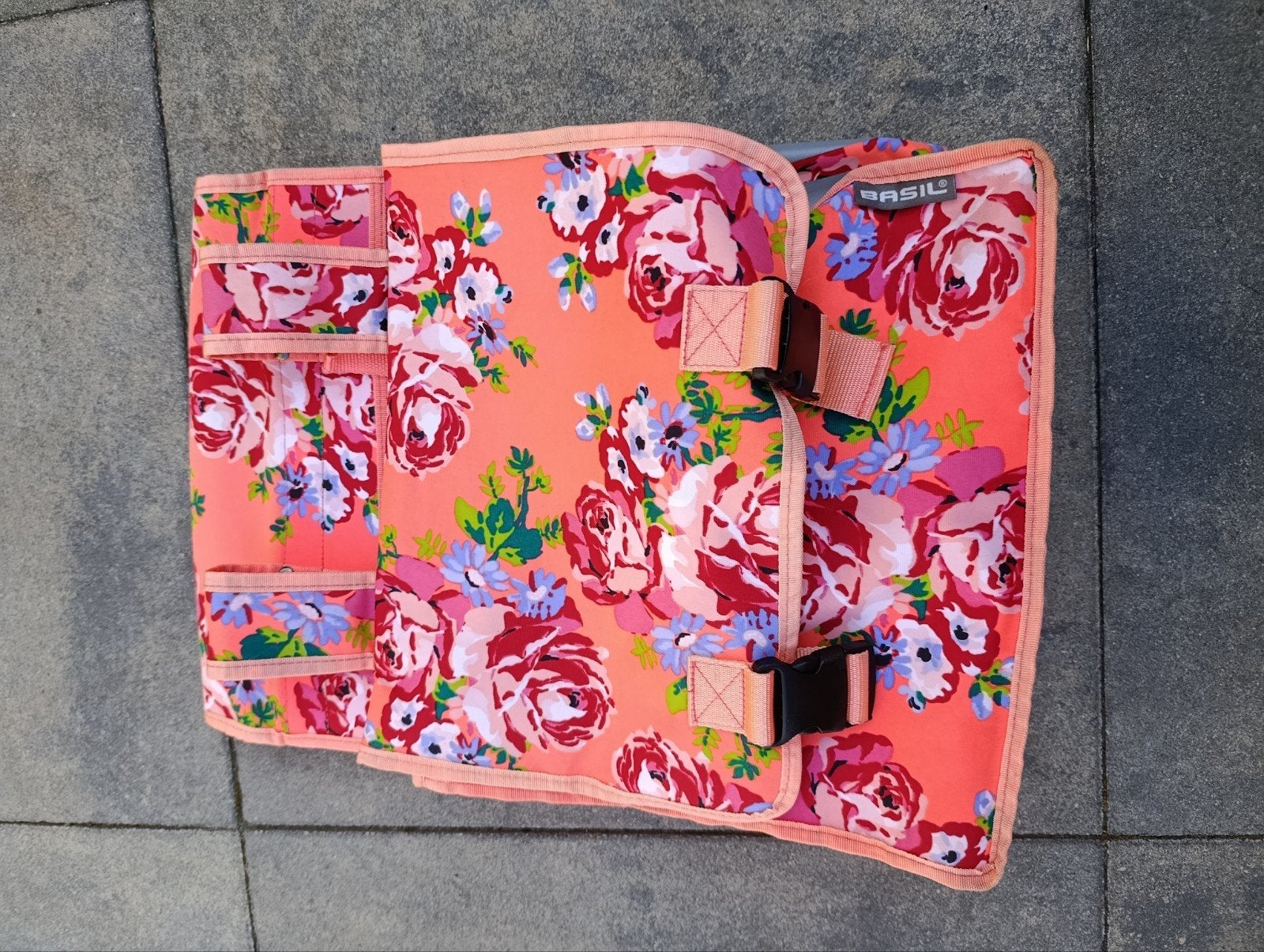 Basil Dubbele Fietstas - 35L - Uniek Bloemen Design, Ophalen