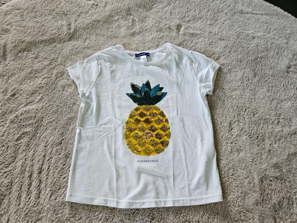 Shirt met ananas van okaidi, maat 128, Meisje, Okaidi, Ophalen of Verzenden, Zo goed als nieuw