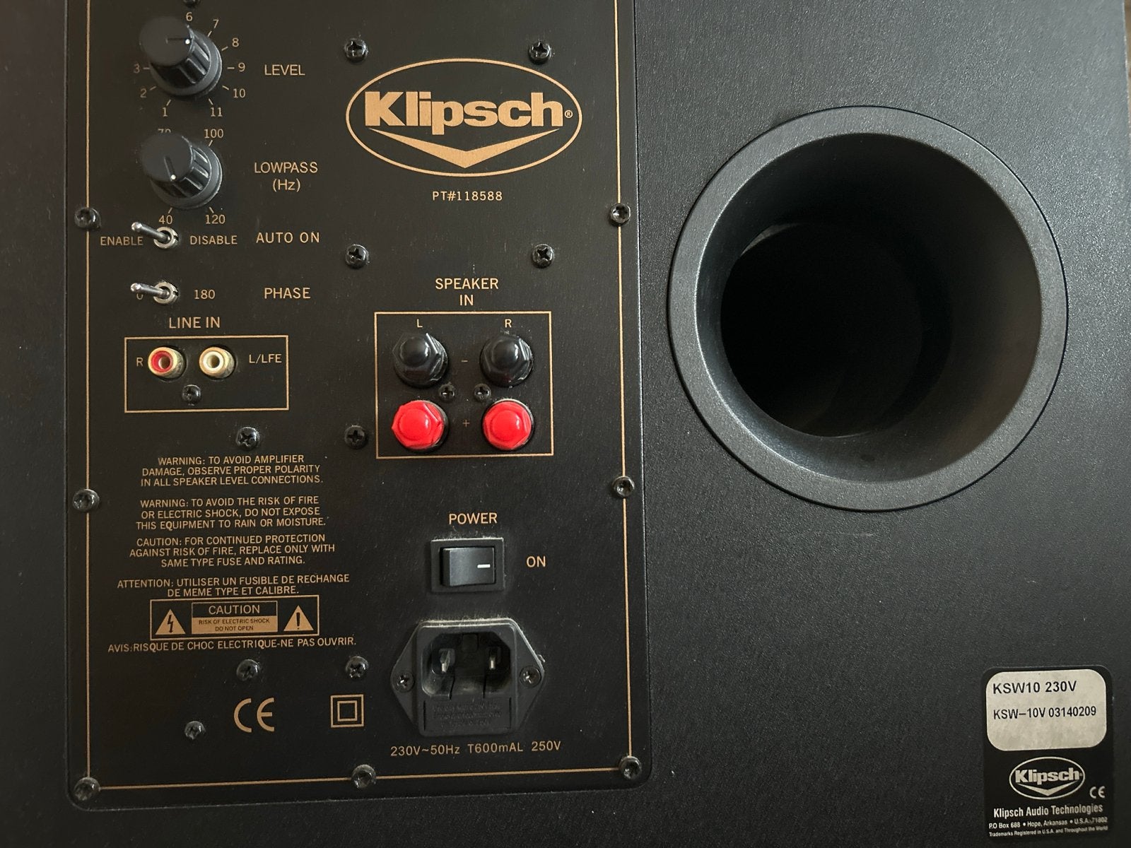 Klipsch Subwoofer KSW10 - Krachtige Bass, Ophalen of Verzenden, Gebruikt