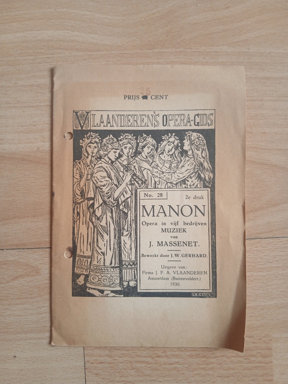 Vlaanderens Opera-Gids No. 28 - Manon (Massenet) 1930, Ophalen of Verzenden, Gelezen, Algemeen, J. Massenet