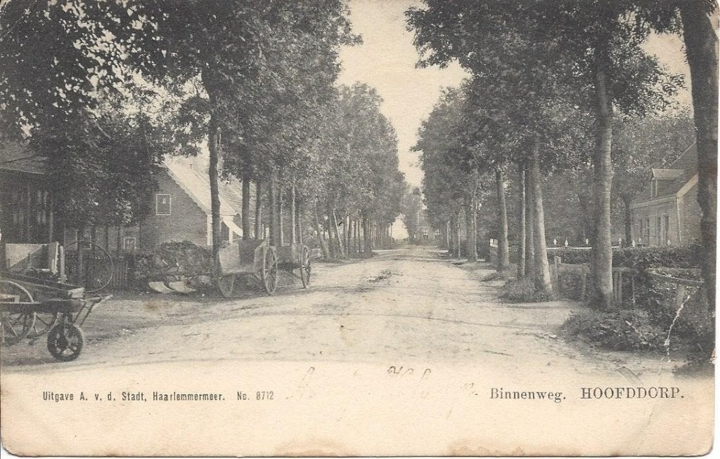 Hoofddorp (N.H.) Binnenweg, Boerenkarren, gelopen 1903, Ophalen of Verzenden, Voor 1920, Gelopen, Noord-Holland