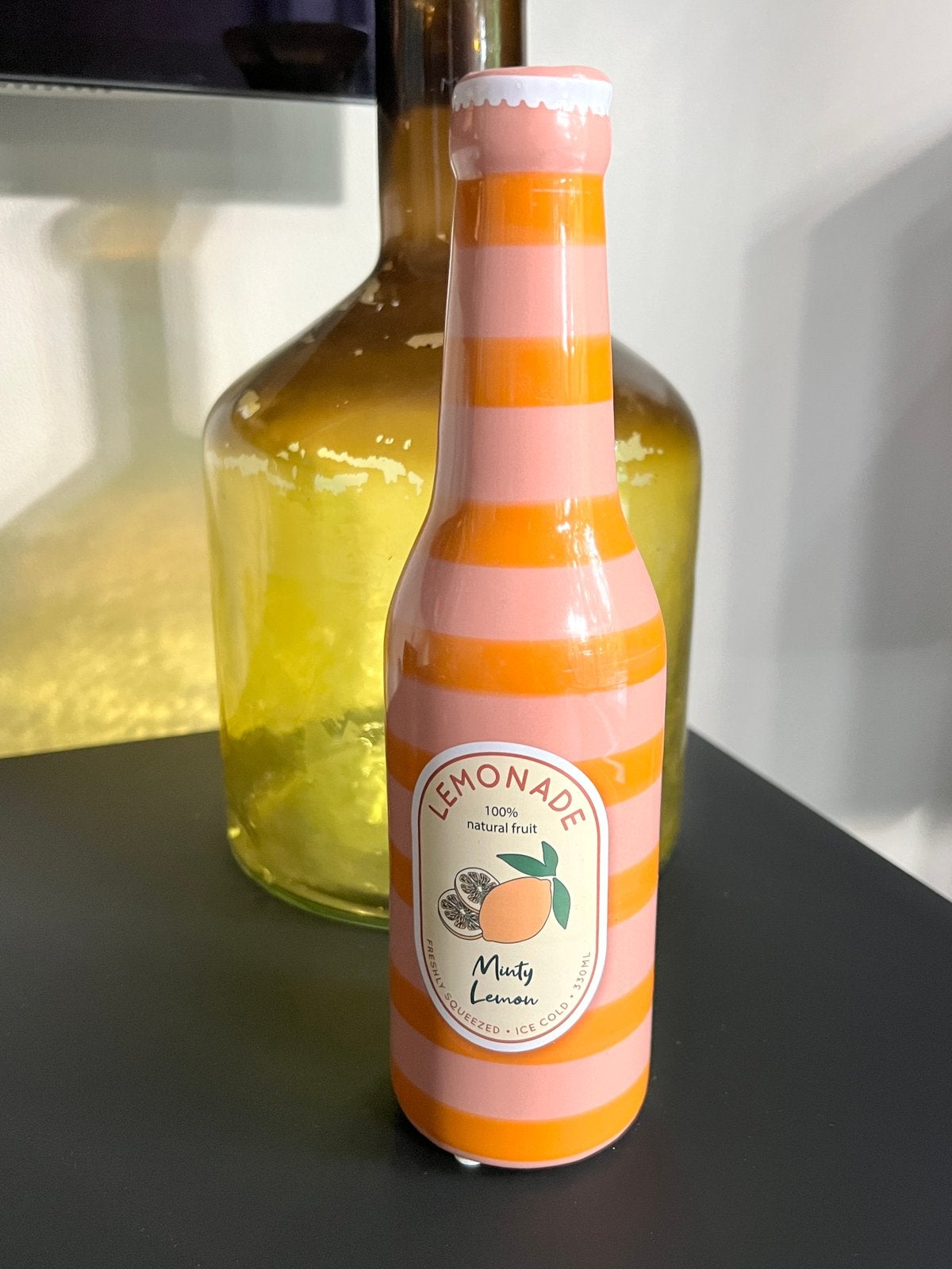 Oranje roze gekleurde vaas in de vorm van fles, Ophalen, Meerkleurig, Zo goed als nieuw, Met patroon/structuur