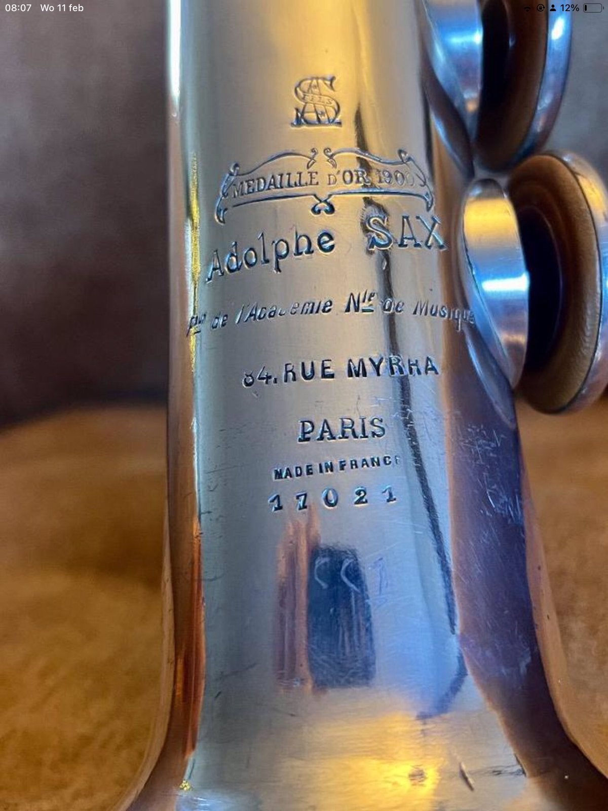 sopraansaxofoon Adolphe SAX    Bb   bj  1907, Muziek en Instrumenten, Ophalen of Verzenden, Zo goed als nieuw, Sopraan, Met koffer