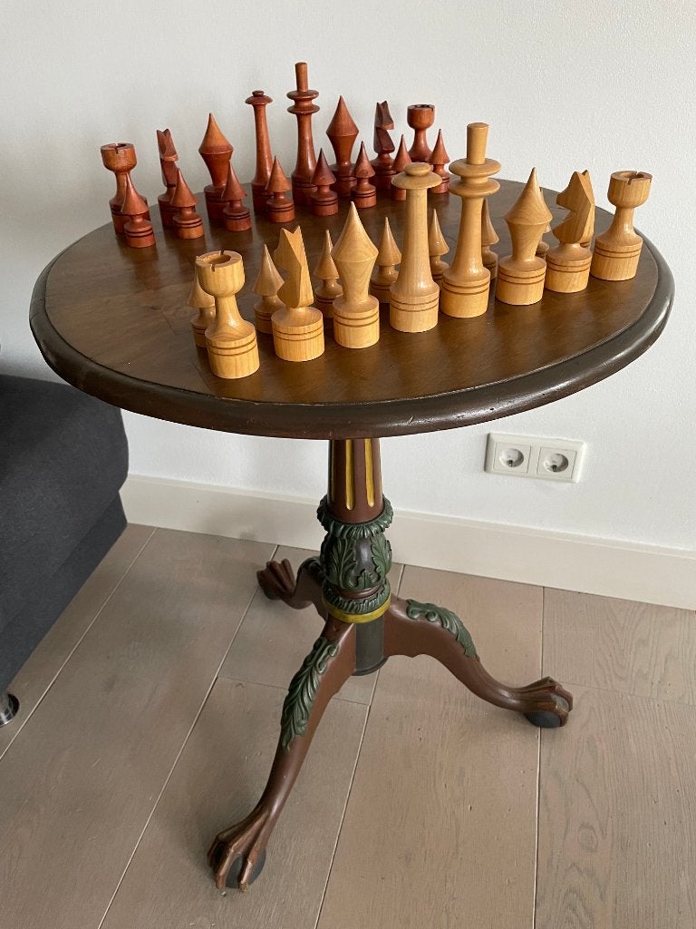 Mooie schaaktafel incl. schaakstukken, Een of twee spelers, Ophalen, Gebruikt