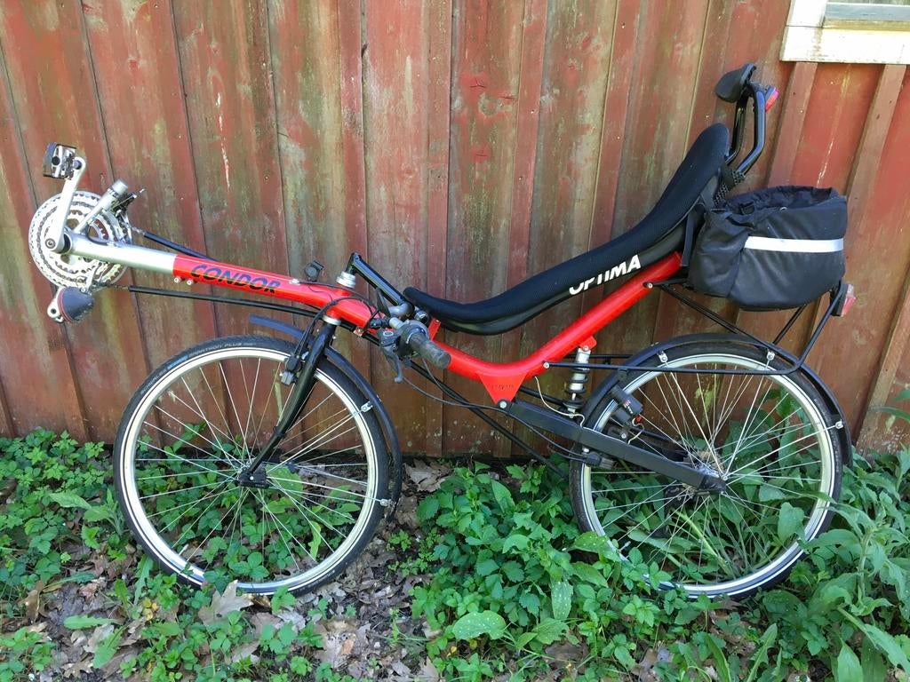 Optima Condor ligfiets, Gebruikt, Velgrem, Onderstuur, Ophalen