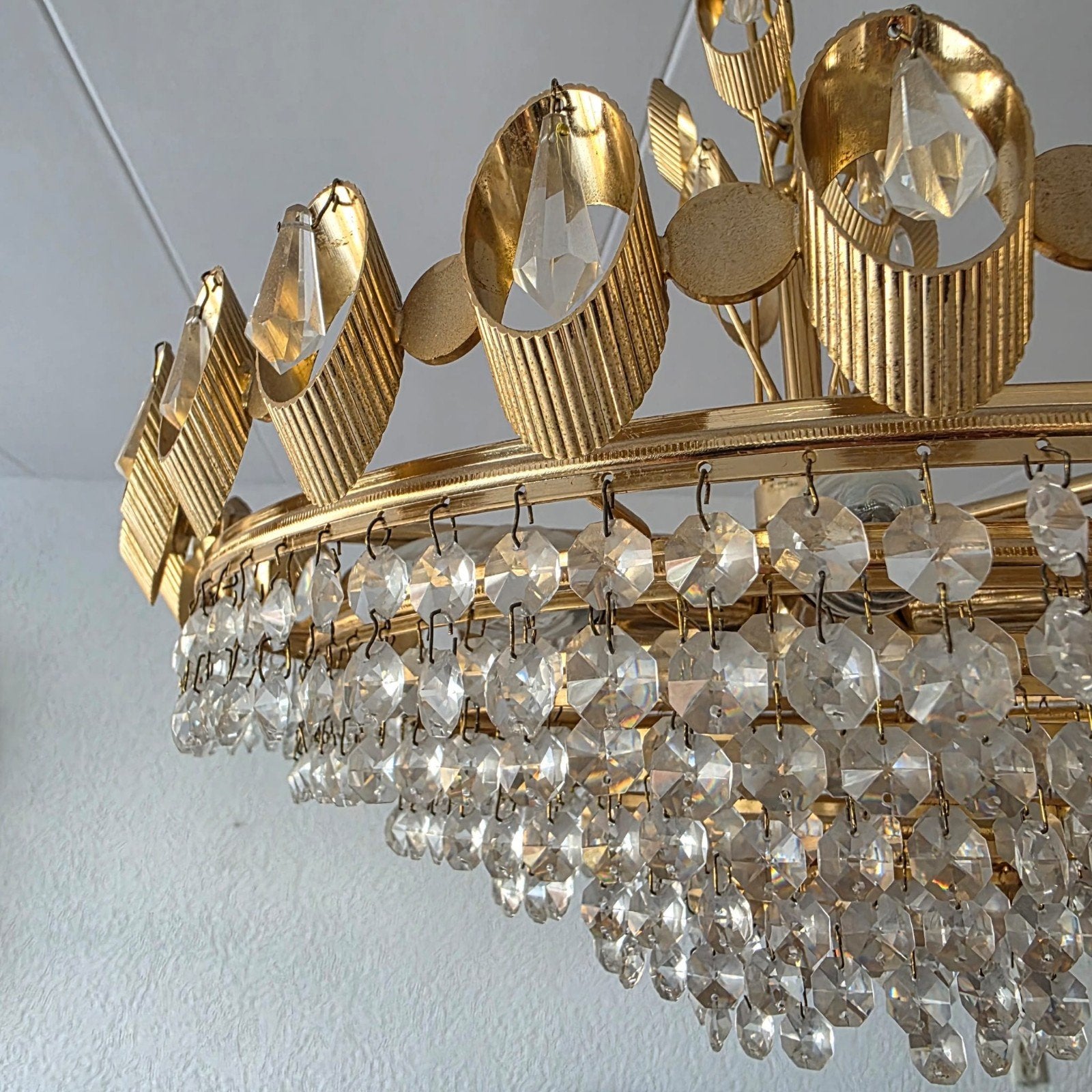 Palwa Hollywood Regency Kroonluchter jaren '60 Kristal, Ophalen, ., Zo goed als nieuw, .