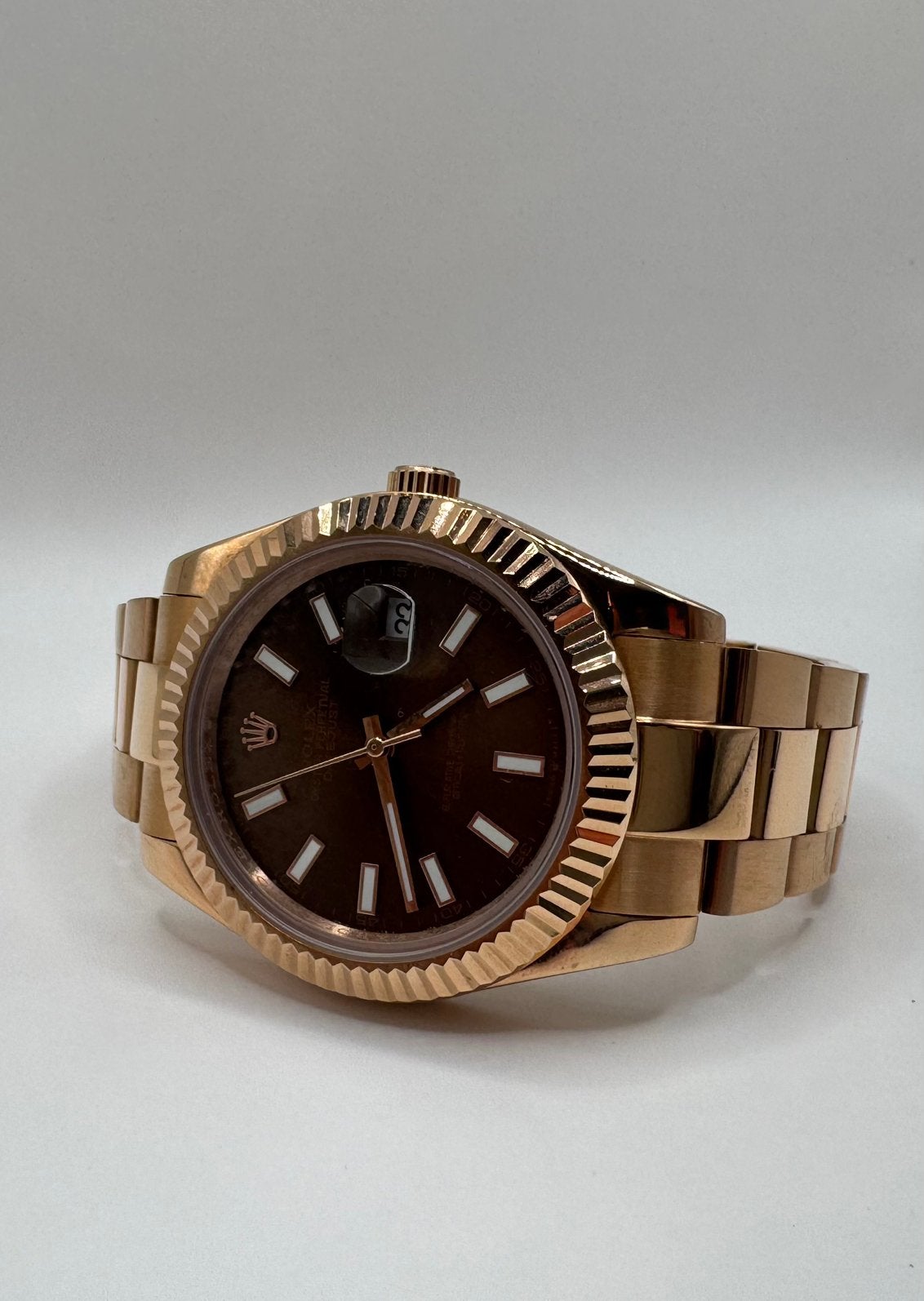 ROLEX OYSTER PERPETUAL DATEJUST- ROSEGOUD, Staal, Polshorloge, Ophalen of Verzenden, Zo goed als nieuw