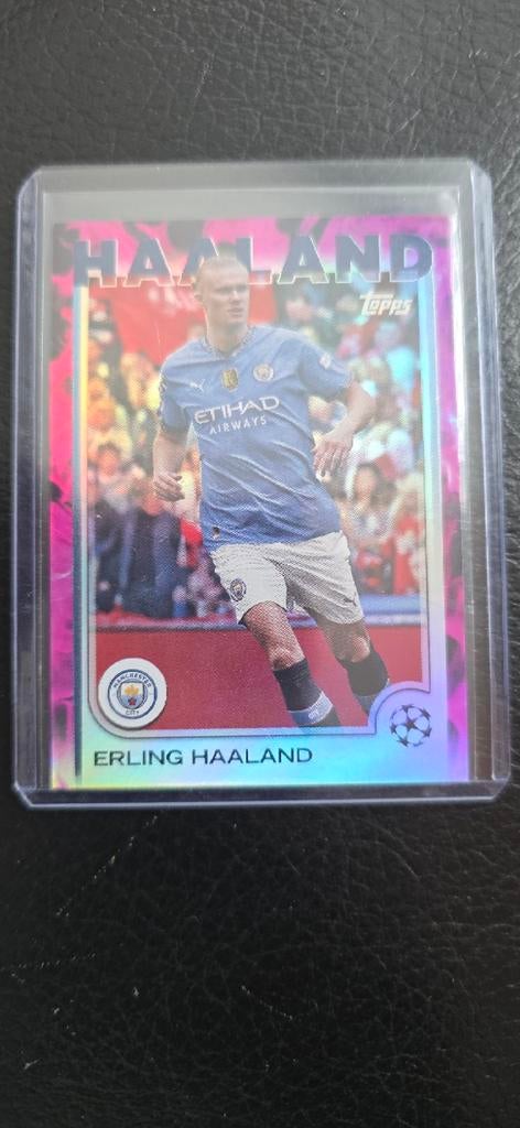 Erling Haaland Topps Chrome Pink Refractor Manchester City, Ophalen of Verzenden, Zo goed als nieuw, Buitenlandse clubs, Spelerskaart