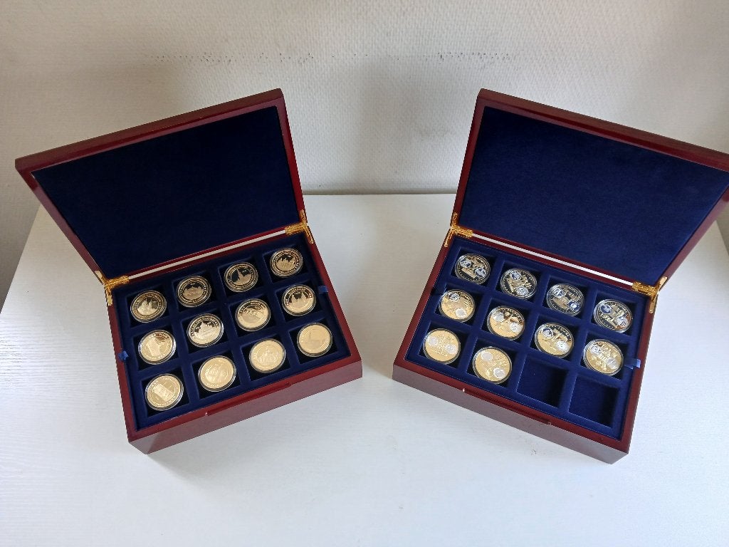 Vergulde Munten in Luxe Cassette, Postzegels en Munten, Setje, Koningin Beatrix, Zilver, Overige waardes