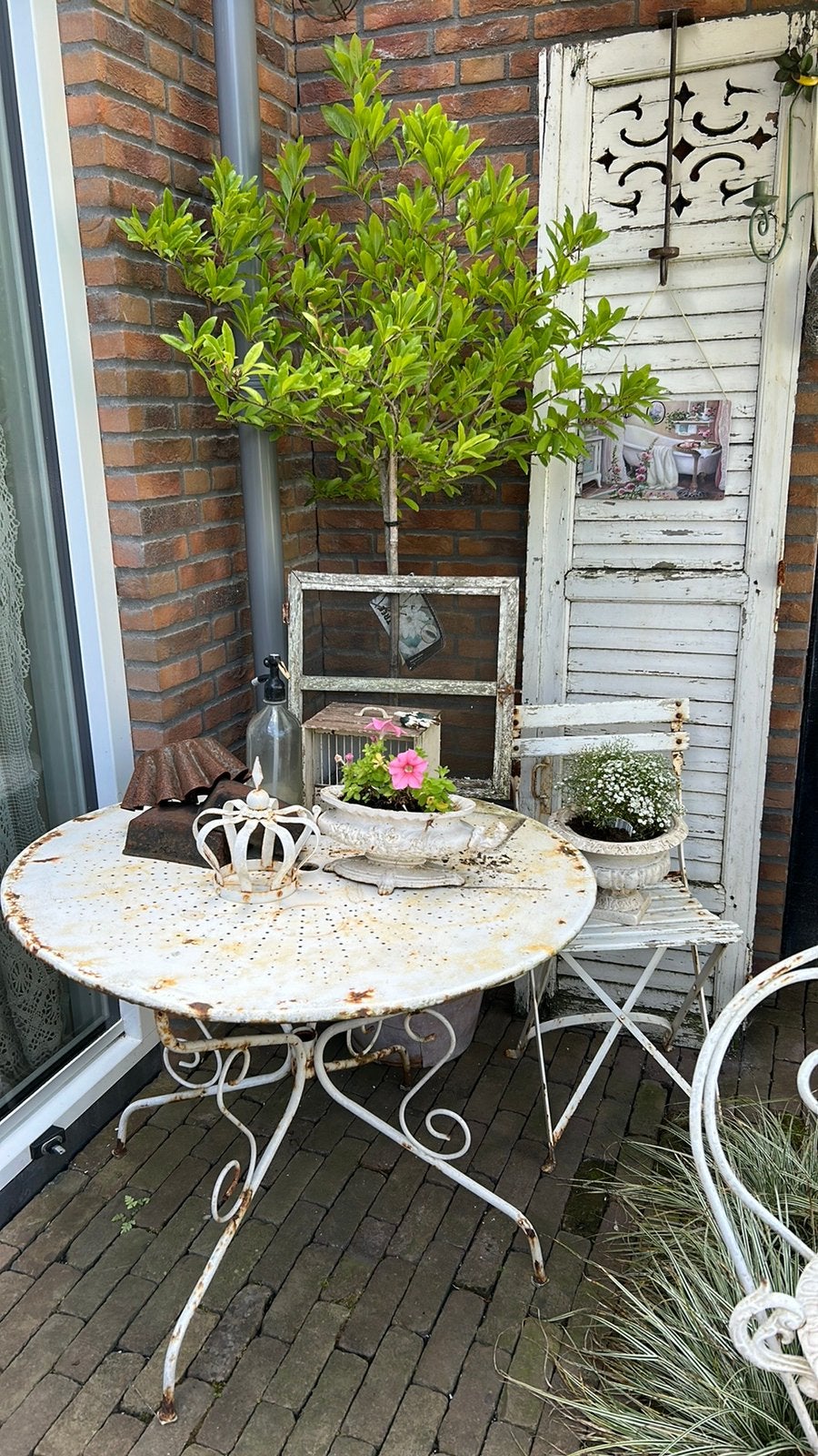 Smeedijzer tuintafel, Ophalen, Zo goed als nieuw, Overige materialen, 2 zitplaatsen