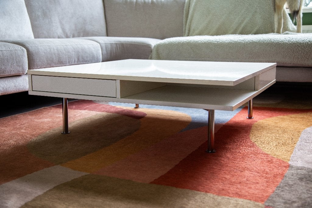 Ikea TOFTERYD salontafel, high gloss white, 95x95x31cm, Huis en Inrichting, Ophalen, 50 tot 100 cm, Vierkant, 50 tot 100 cm