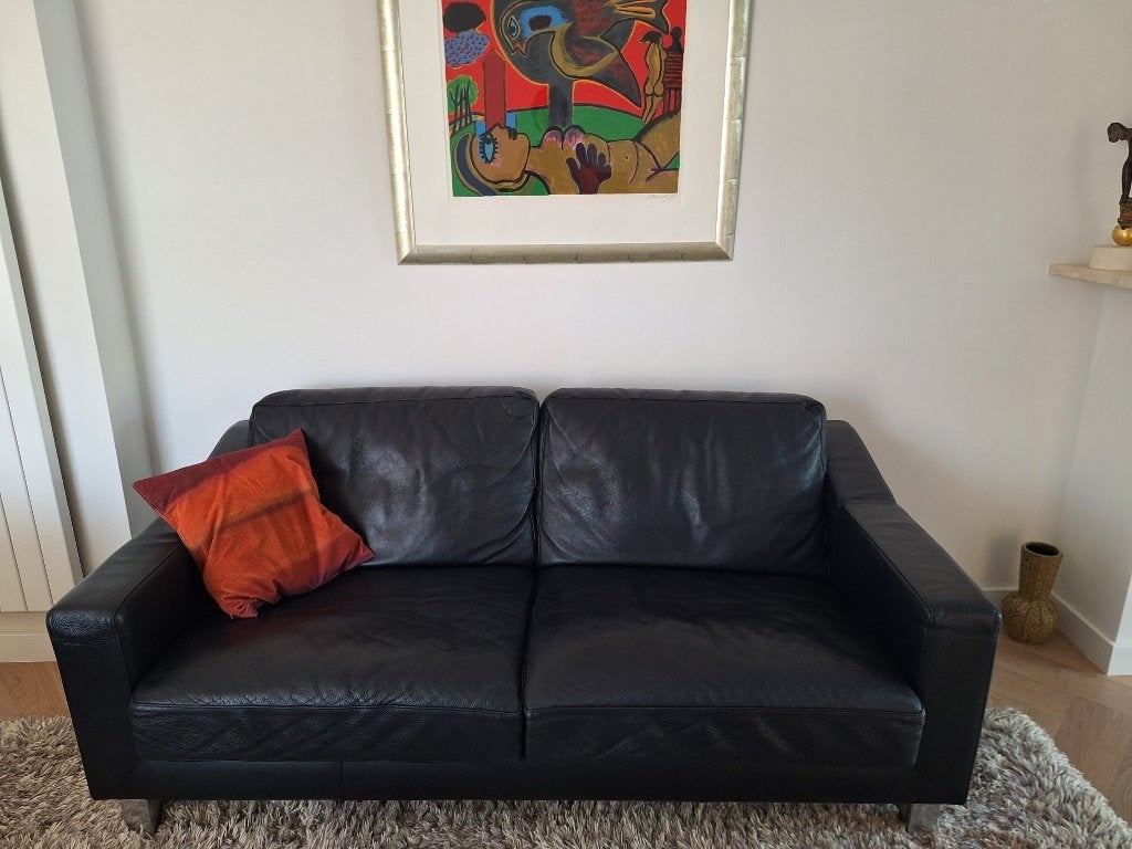 Leolux zitbank, Huis en Inrichting, Banken | Bankstellen, Gebruikt, Rechte bank, Tweepersoons, 150 tot 200 cm, 75 tot 100 cm, Leer