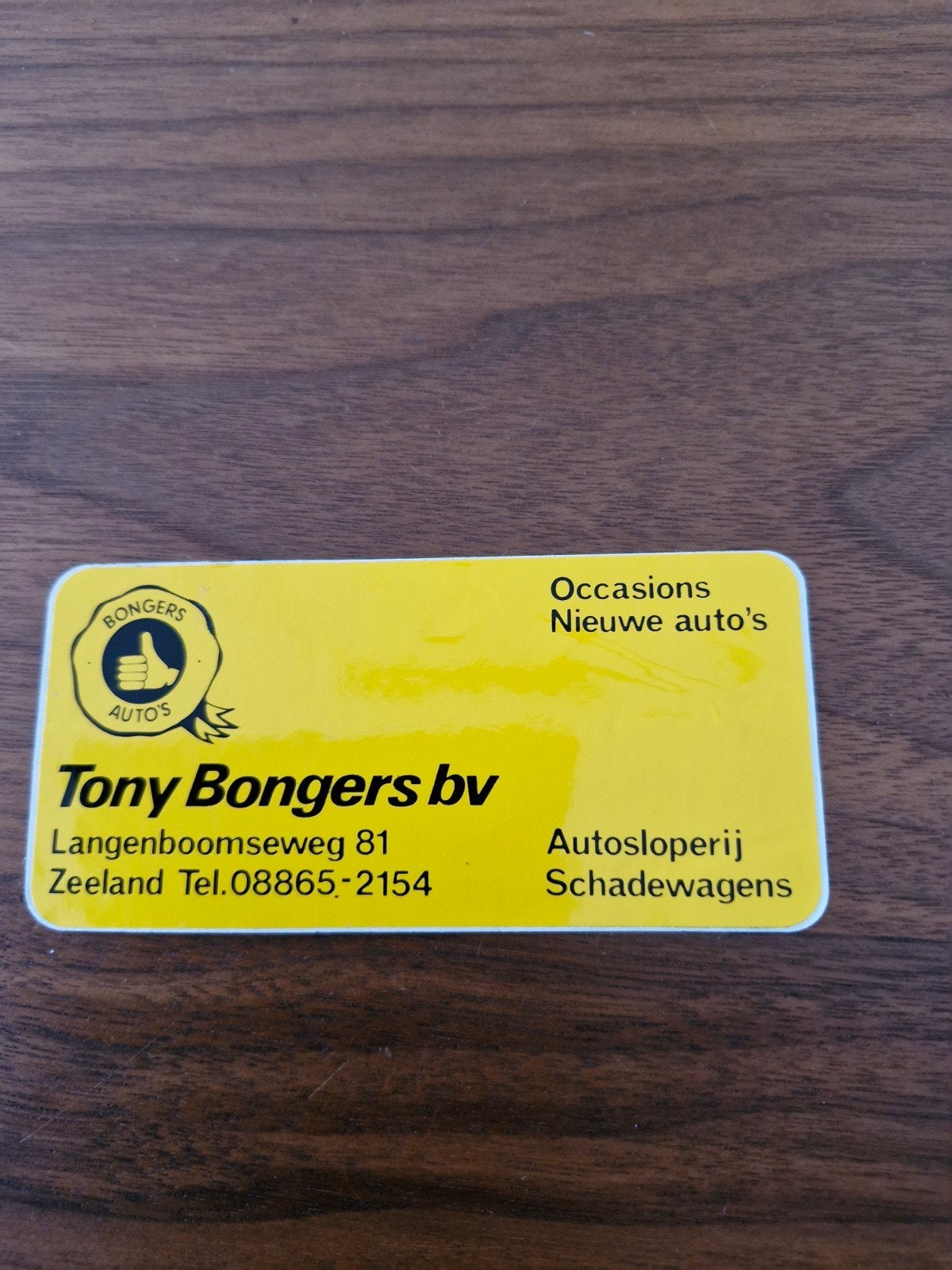 8797 Sticker Tony Bongers bv - Occasions, Nieuw, sloop, Ophalen of Verzenden, Nieuw, Bedrijf of Vereniging