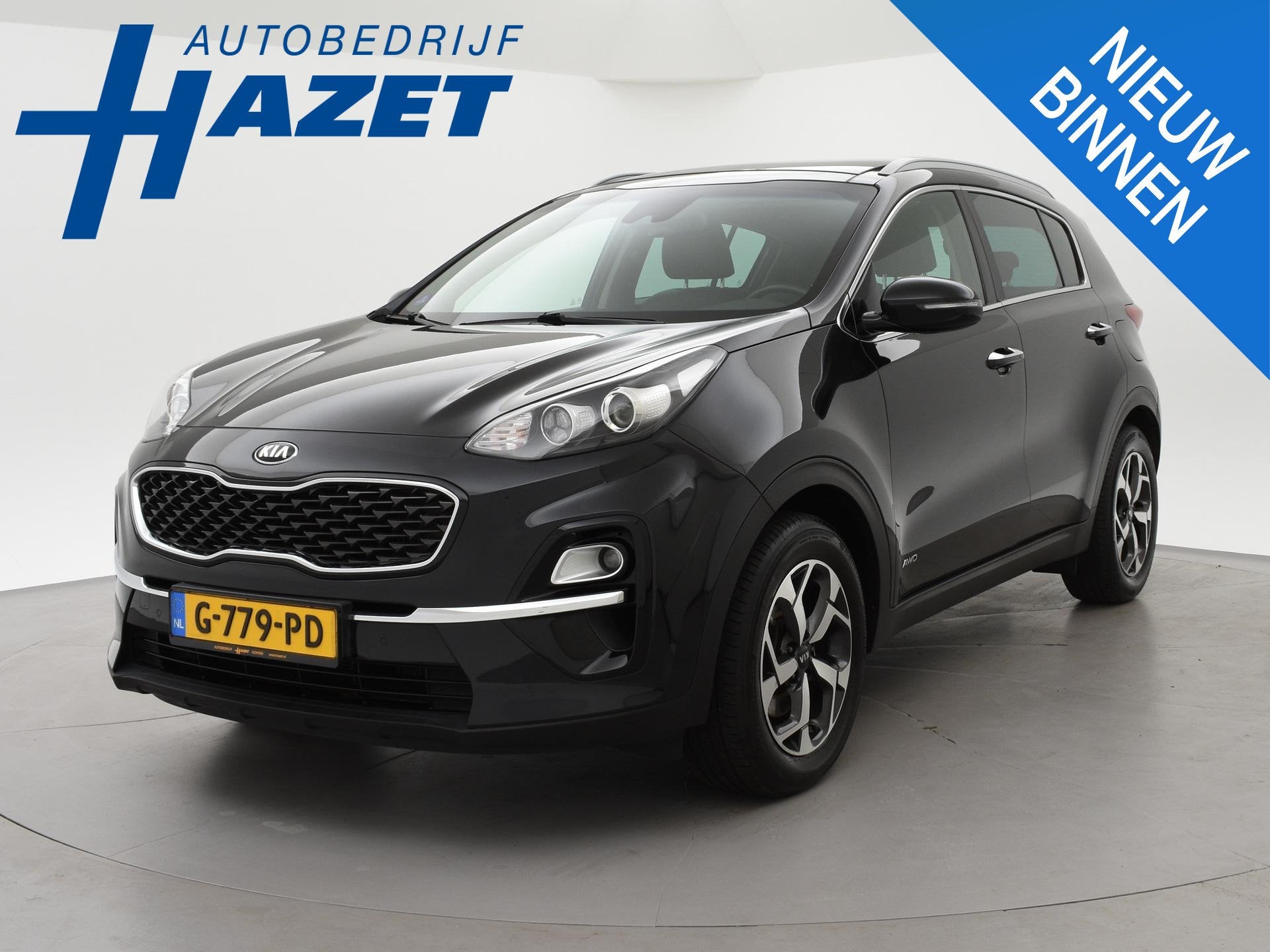 Kia Sportage 1.6 T-GDI 4WD 177 PK AUT. DYNAMICPLUSLINE + PAN, Auto's, Automaat, Gebruikt, 4 cilinders, Leder en Stof