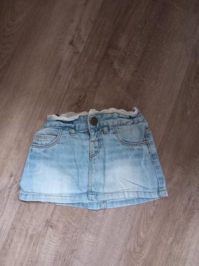 spijkerrokje/ denimrokje met broderie randje zara maat 80, Kinderen en Baby's, Babykleding | Maat 80, Meisje, Jurkje of Rokje