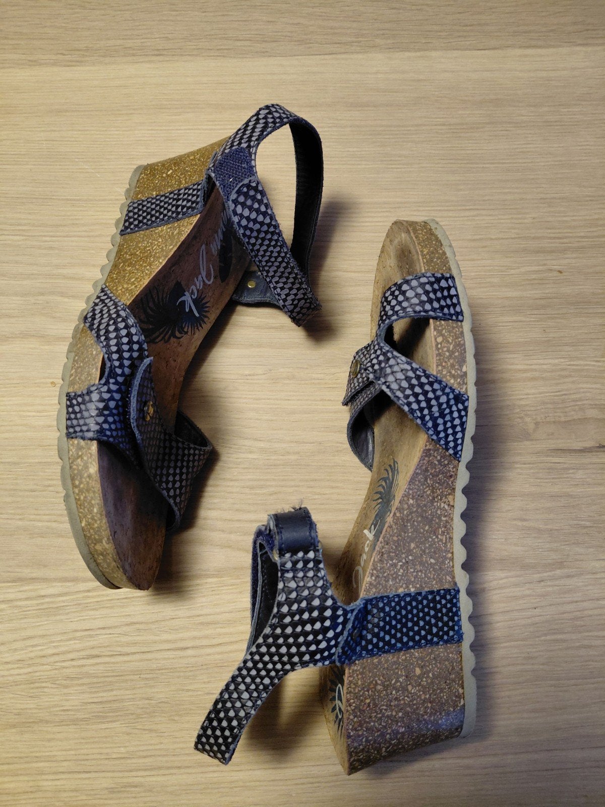 Panama  Jack , sandalen ,40 F ,sleehak,kurk,blauw-grijs, Blauw, Panama Jack, Gedragen, Sandalen of Muiltjes