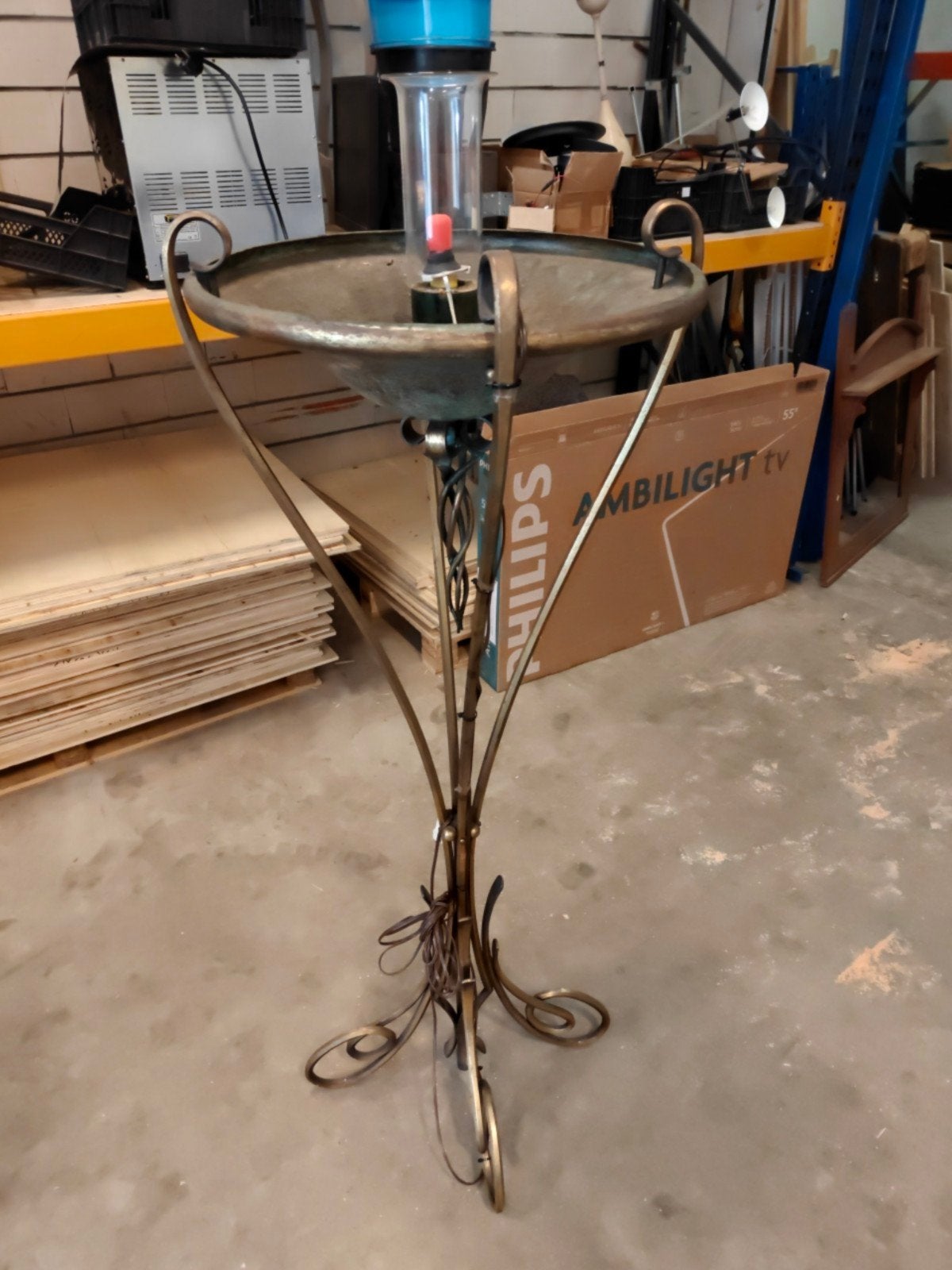 Antieke Bronzen en Koperen Kerk Lamp, Ophalen of Verzenden, Brons