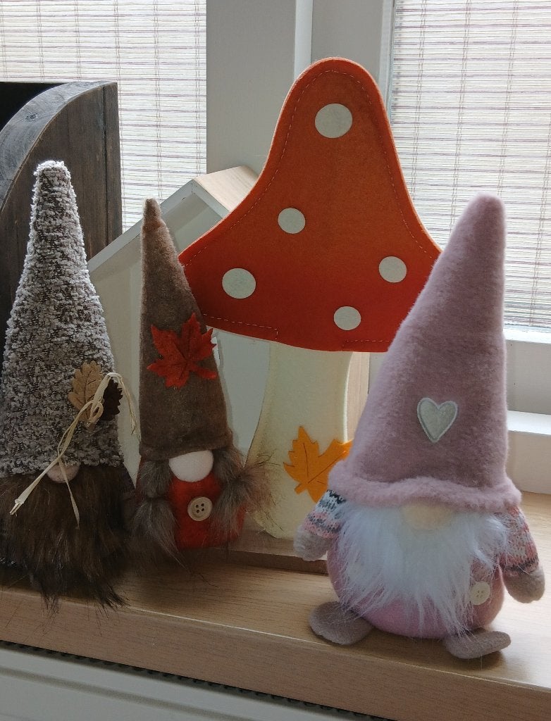 Kabouters herfst decoratie van vilt, Ophalen, Meerkleurig, Overige stijlen, Zo goed als nieuw