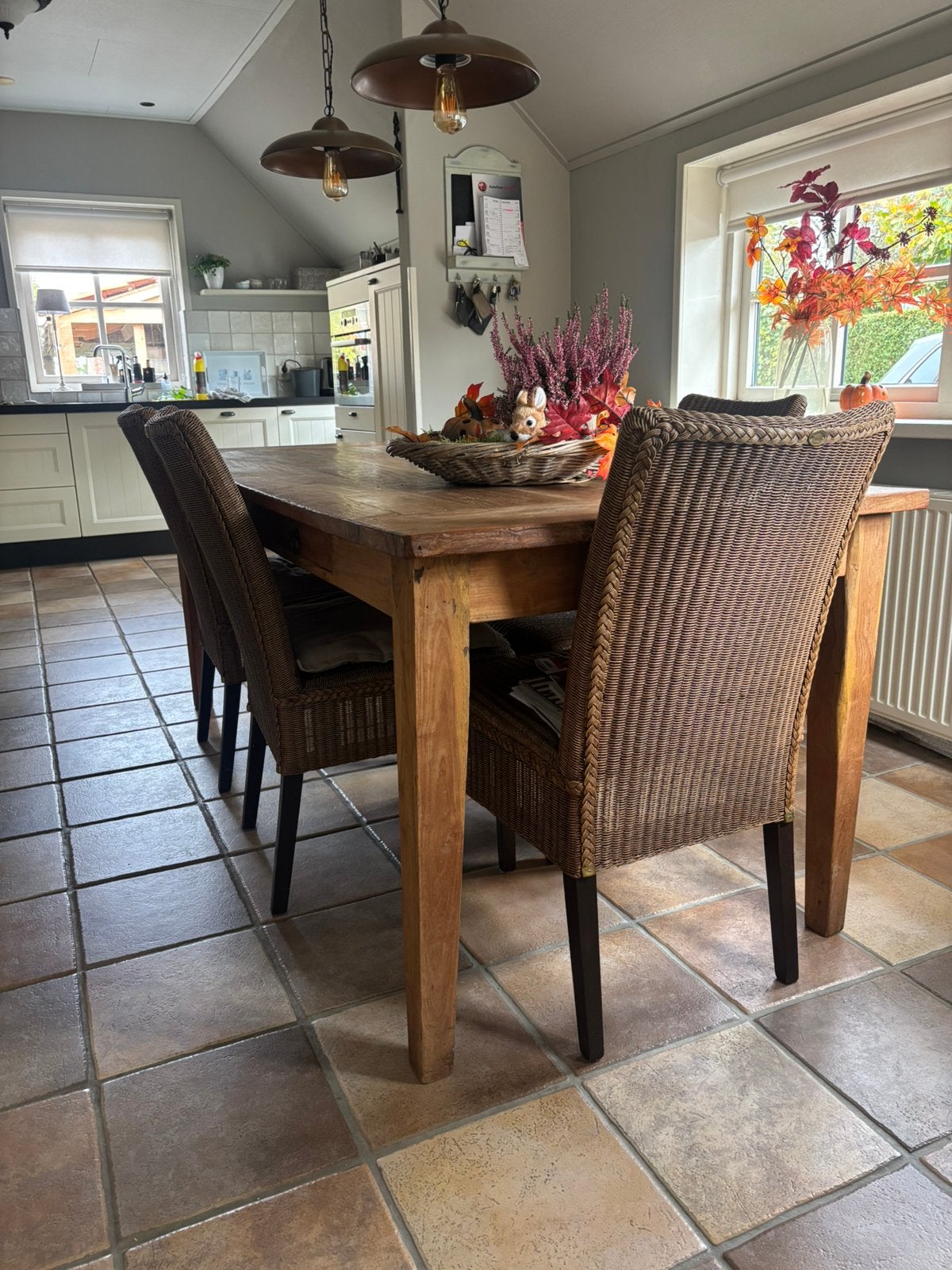 Teakhouten tafel lang 200 cm , breed 90 cm hoog 78, Ophalen, Gebruikt, Teakhout, 50 tot 100 cm
