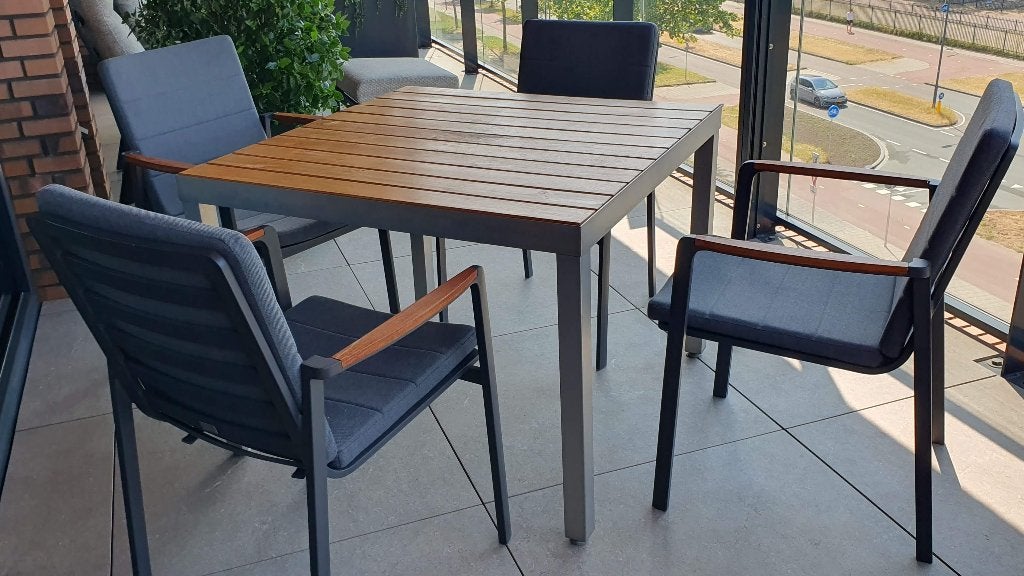 Set TERRAS-STOELEN, Ophalen, 4 zitplaatsen, Aluminium, Zo goed als nieuw