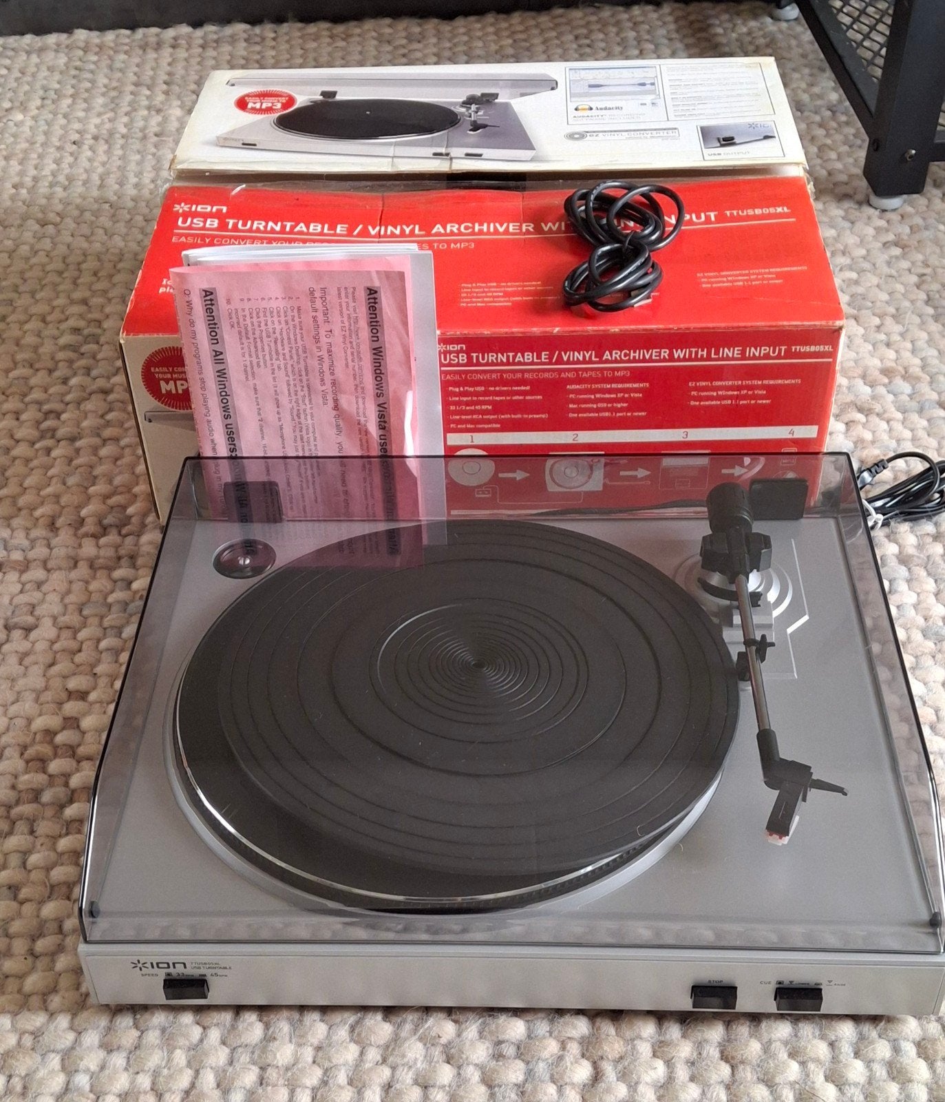 ION TTUSB05XL USB Platenspeler nos  - Vinyl Archiver, Overige merken, Ophalen of Verzenden, Zo goed als nieuw, USB-aansluiting
