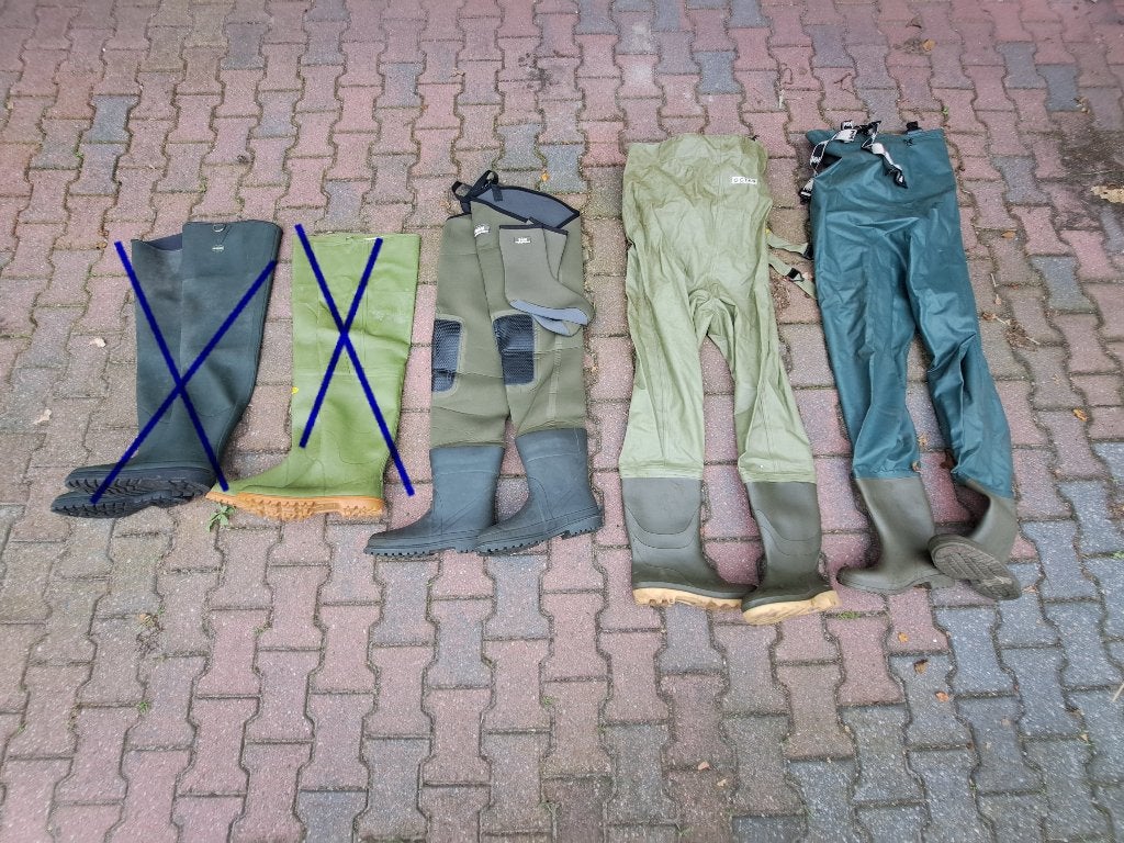 Verschillende lieslaarzen/ waadbroeken maat 45/46/47, Ophalen of Verzenden, Gebruikt, Kleding