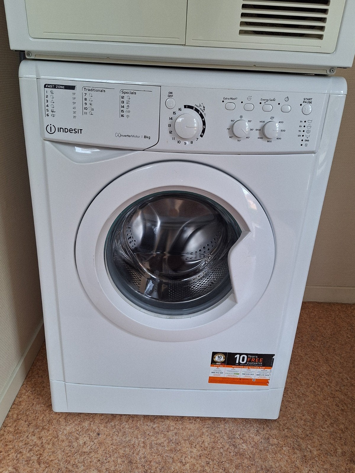 Indesit wasmachine, Witgoed en Apparatuur, 6 tot 8 kg, Ophalen, 1200 tot 1600 toeren, 85 tot 90 cm