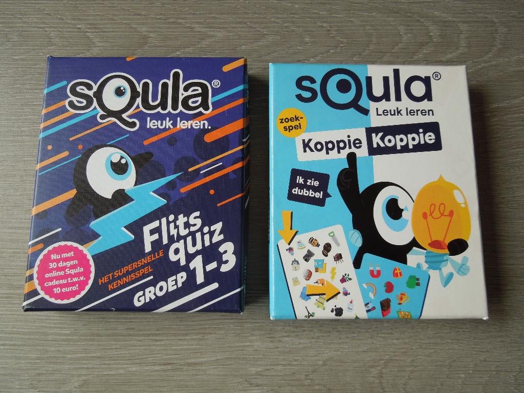 2 Squla leuk leren spelletjes Koppie Koppie en Flits Quiz, Een of twee spelers, Ophalen of Verzenden, Zo goed als nieuw, Squla
