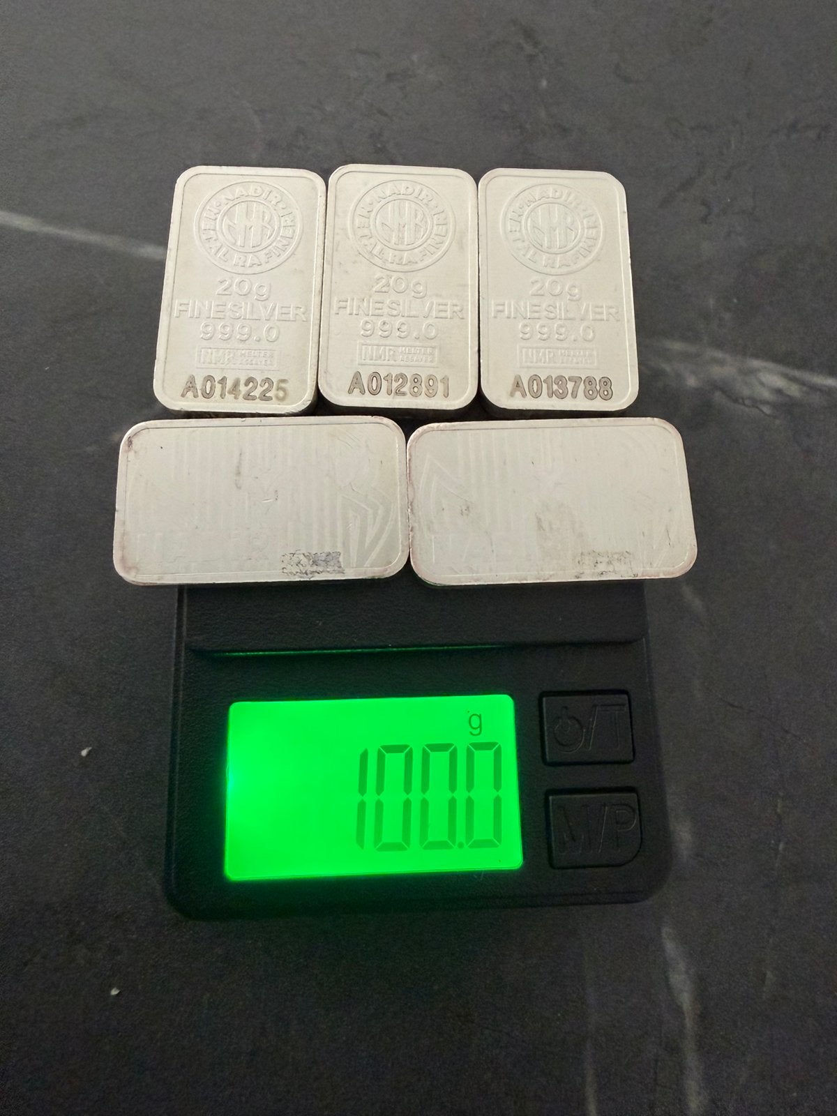 5x 20 gram zilver baren Nadir .999, Ophalen of Verzenden, Zilver