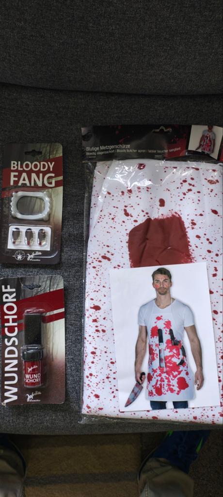 Halloween slagers-schort, ongebruikt, met accessoires, Nieuw, Overige maten, Ophalen of Verzenden, Halloween