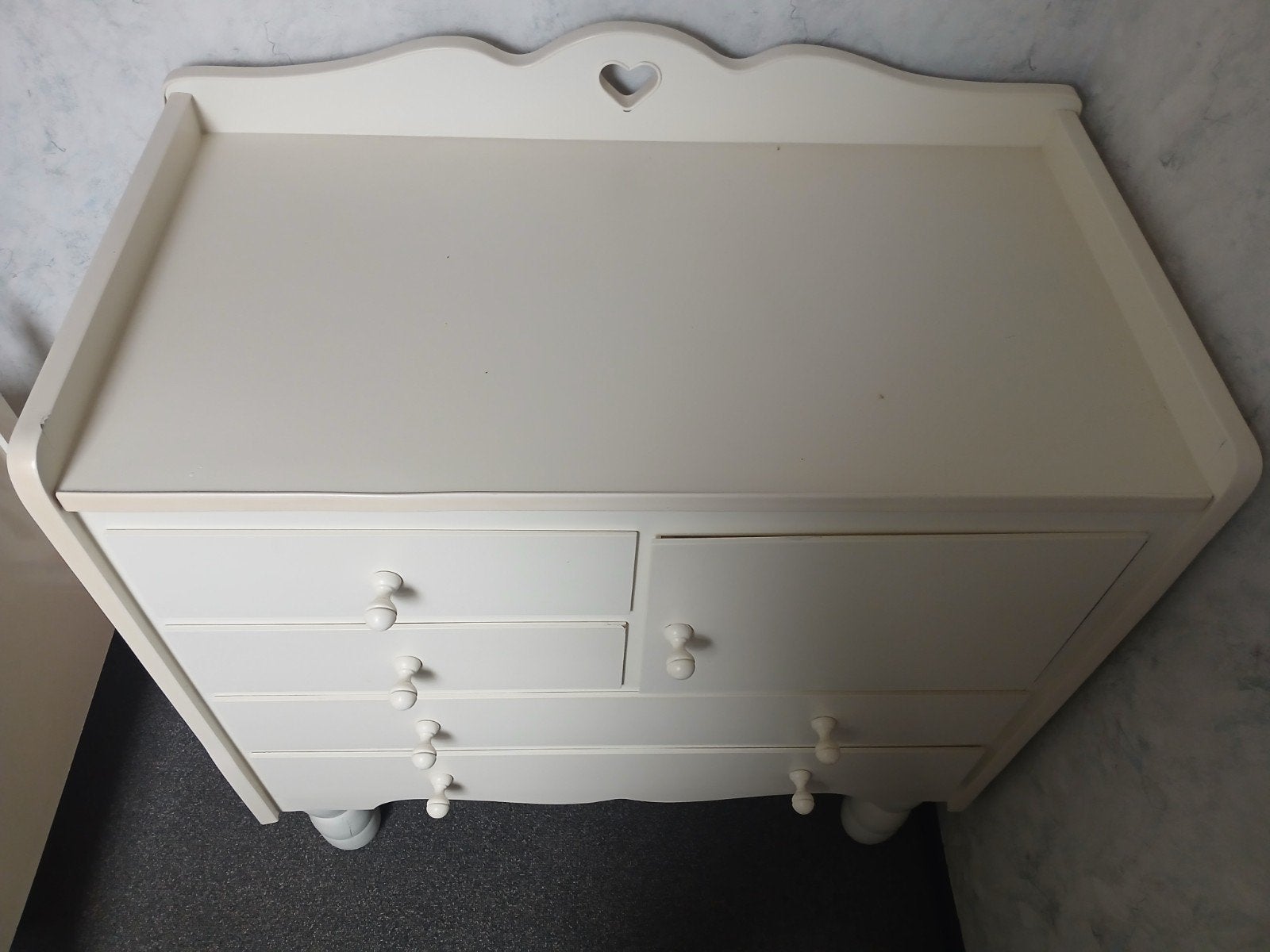 Vintage crème commode met lade en kastje, inclusief aankleed, Kinderen en Baby's, Ophalen, Gebruikt, 50 tot 70 cm, 75 tot 100 cm