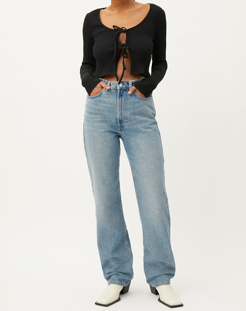 Weekday Rowe high recht straight jeans spijkerbroek blauw 26, Blauw, Nieuw, Weekday, Ophalen of Verzenden