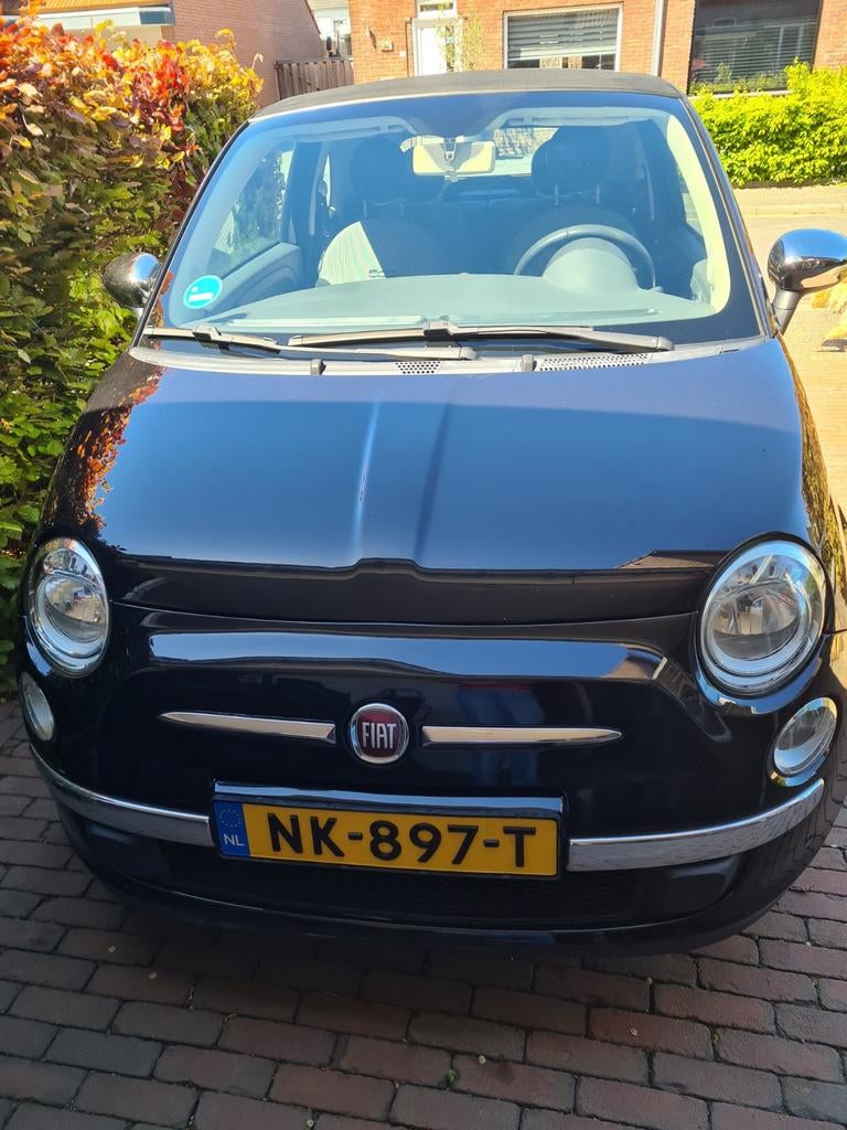 Fiat 500 1.2 C 2013 Zwart, Auto's, Fiat, Voorwielaandrijving, 4 cilinders, Leder en Stof, Zwart
