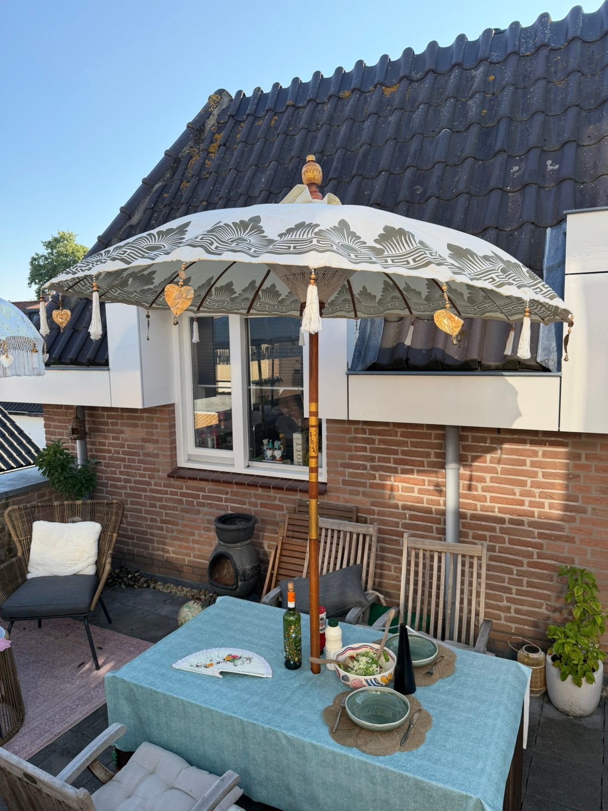 Leuke stevige Ibiza parasol, Tuin en Terras, Parasols, Ophalen, Gebruikt, 1 tot 2 meter, Stokparasol