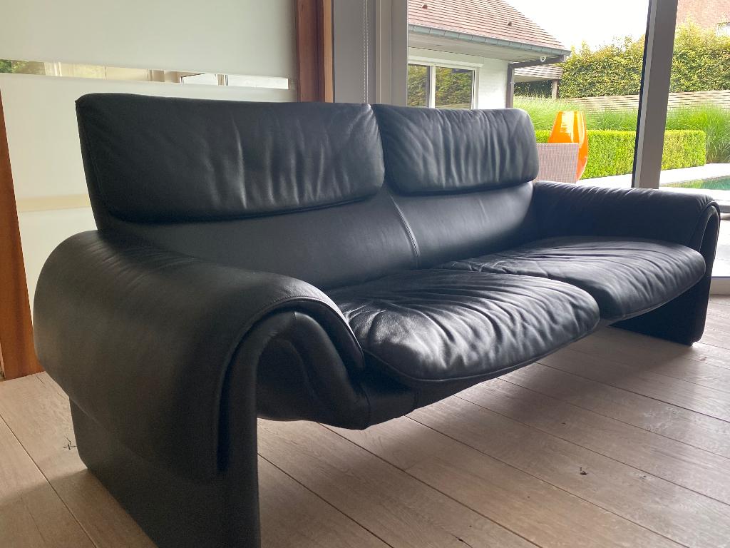 De Sede Lederen Design Bank Tweezits Zwart 'DS-2011/02', Ophalen, Minder dan 75 cm, Zo goed als nieuw, Modern
