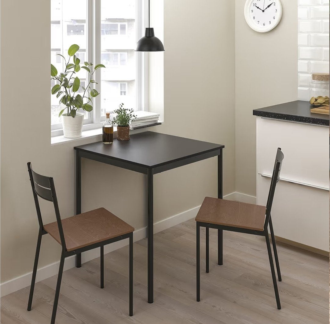 IKEA SANDSBERG Chair, Black/Brown Stained, x2, Ophalen, Modern, Industrieel, Minimalistisch, Zwart, Zo goed als nieuw