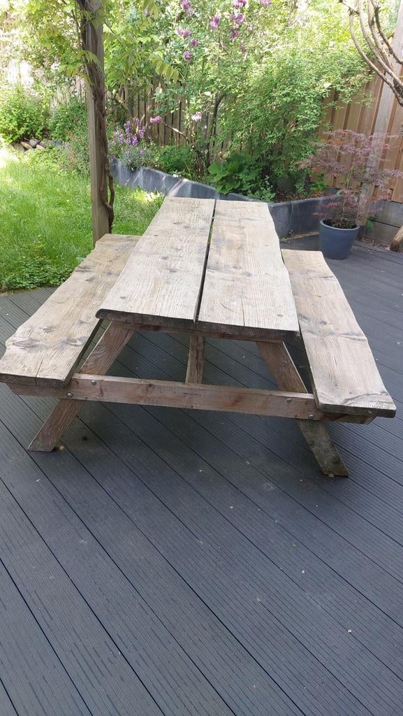 Prachtige, stevige picknick tafel Douglas hout, Tuin en Terras, Ophalen, Gebruikt, Rechthoekig, Hout