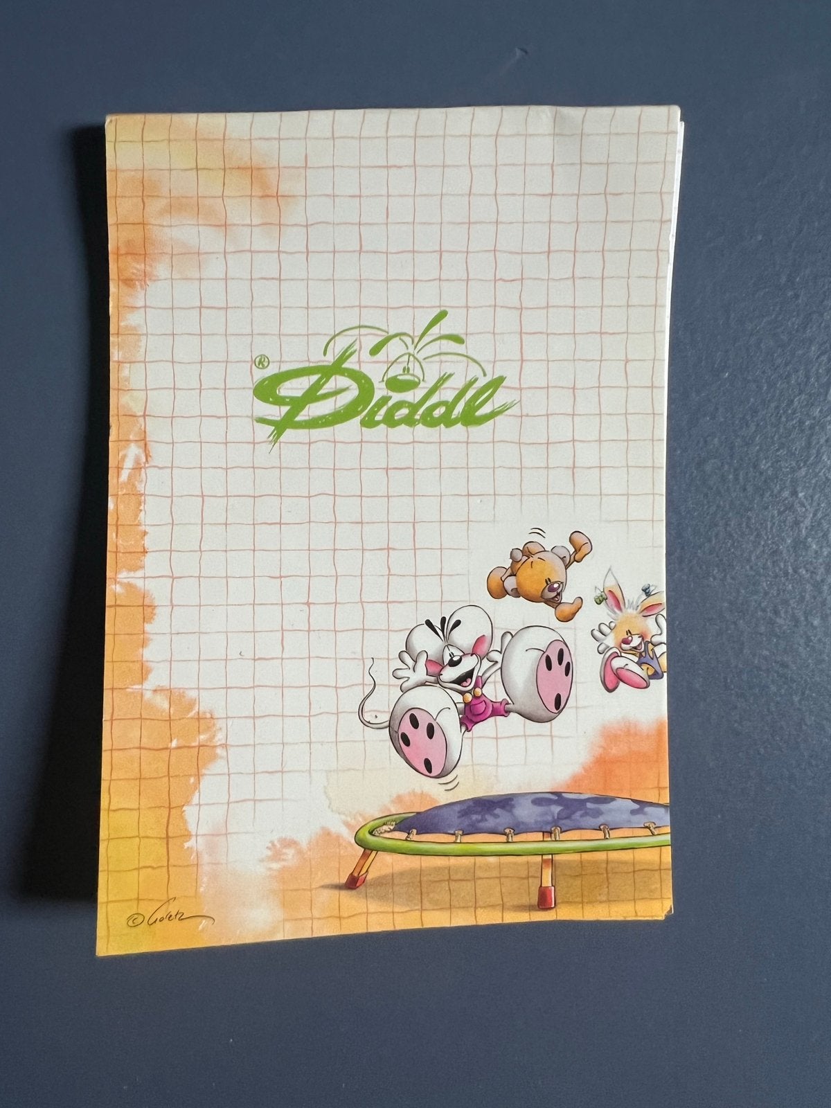 Diddl notitieblok met Diddl en vrienden op trampoline, Ophalen of Verzenden, Verschillende figuren, Nieuw, Papier, Kaart of Schrift