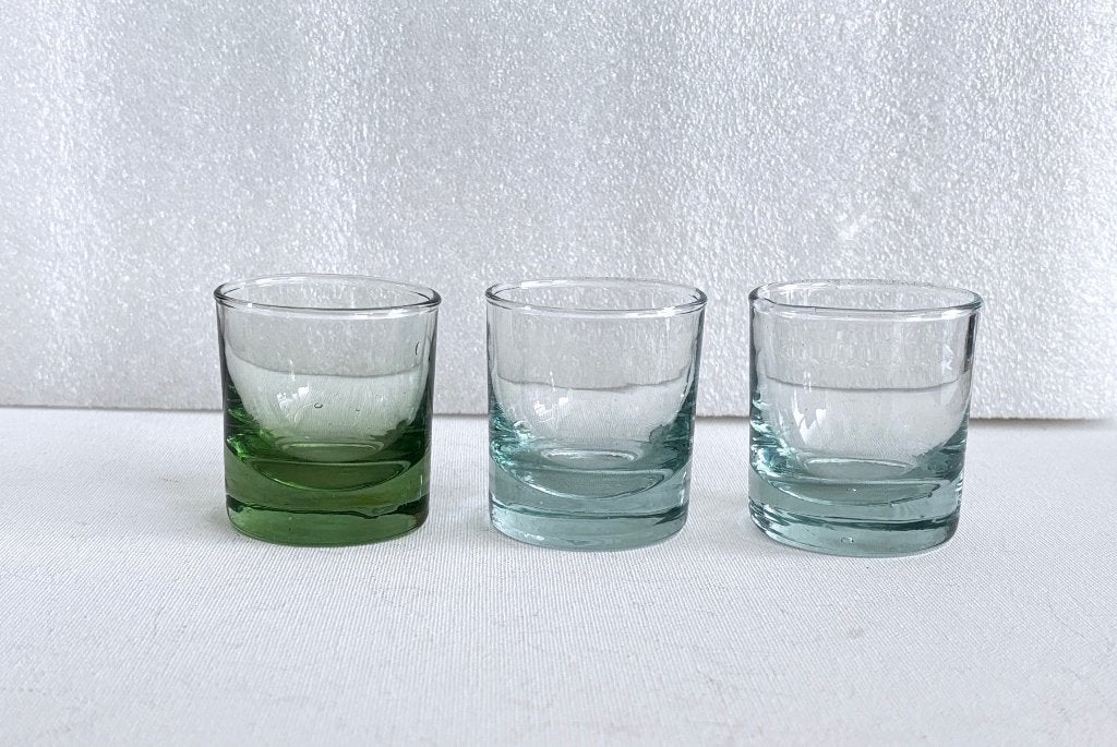 3 Handgeblazen Marokkaanse Beldi Glaasjes • Recycled Glas, Ophalen