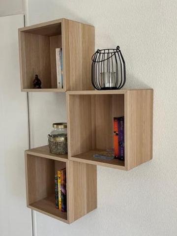 Houten kubus wandplank / zwevende plank, Ophalen, Zo goed als nieuw