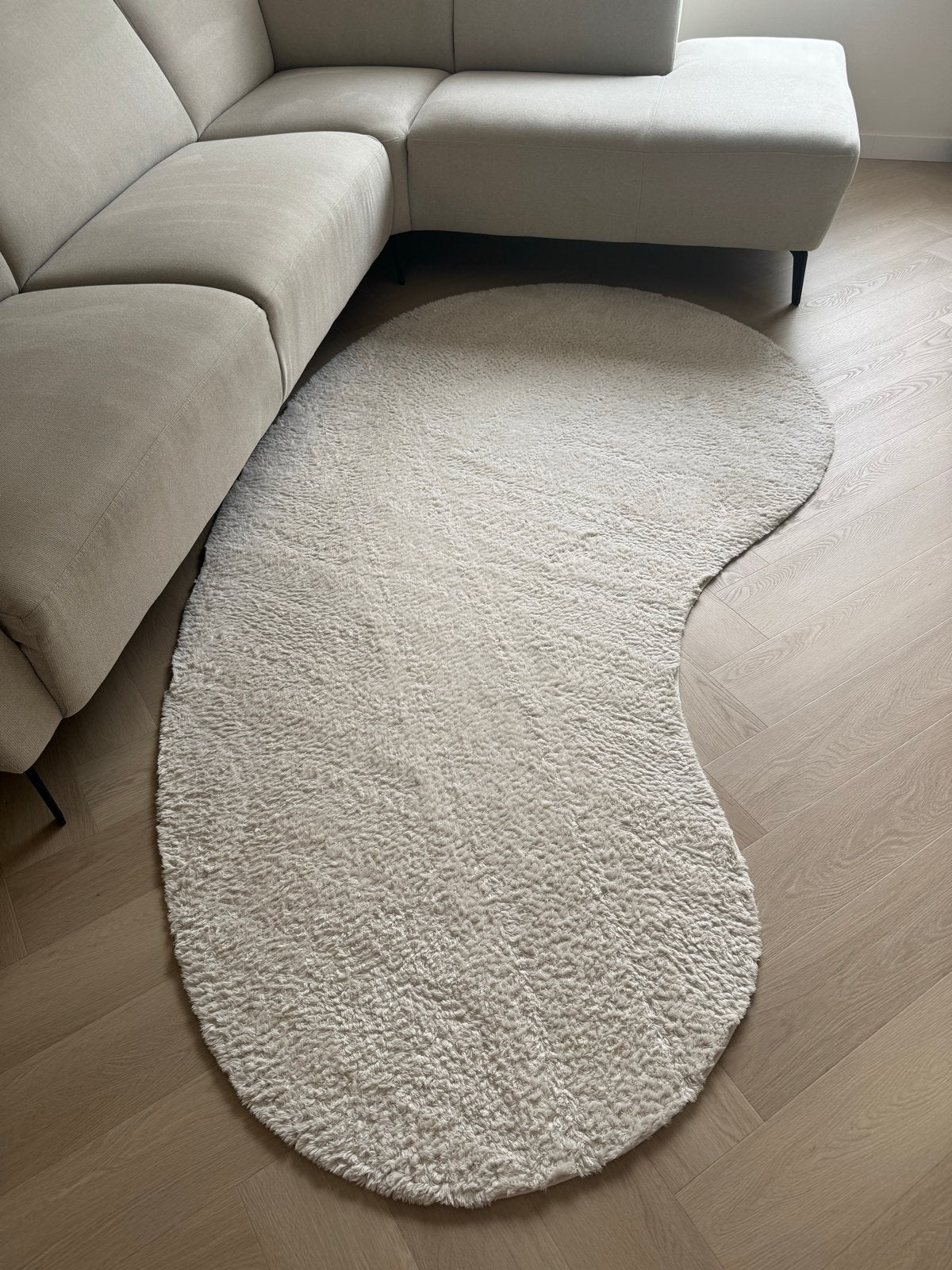 Kwantum Organisch Off-White Hoogpolig Vloerkleed 140x240cm, Ophalen, Gebruikt, 100 tot 150 cm, 200 cm of meer