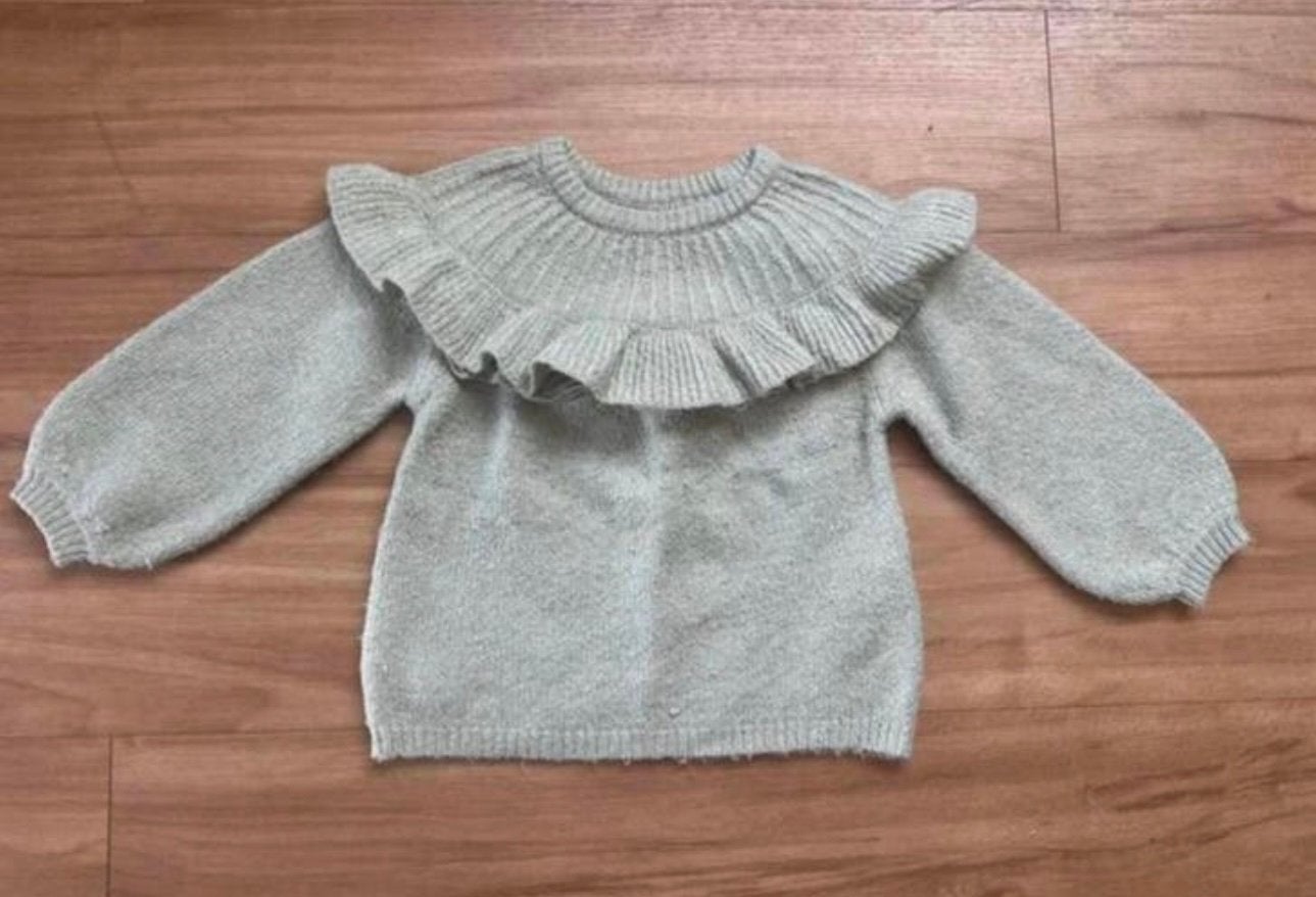 Trui met ruffle van zara - mintgroen - maat 92, Kinderen en Baby's, Ophalen of Verzenden, Zo goed als nieuw, Meisje